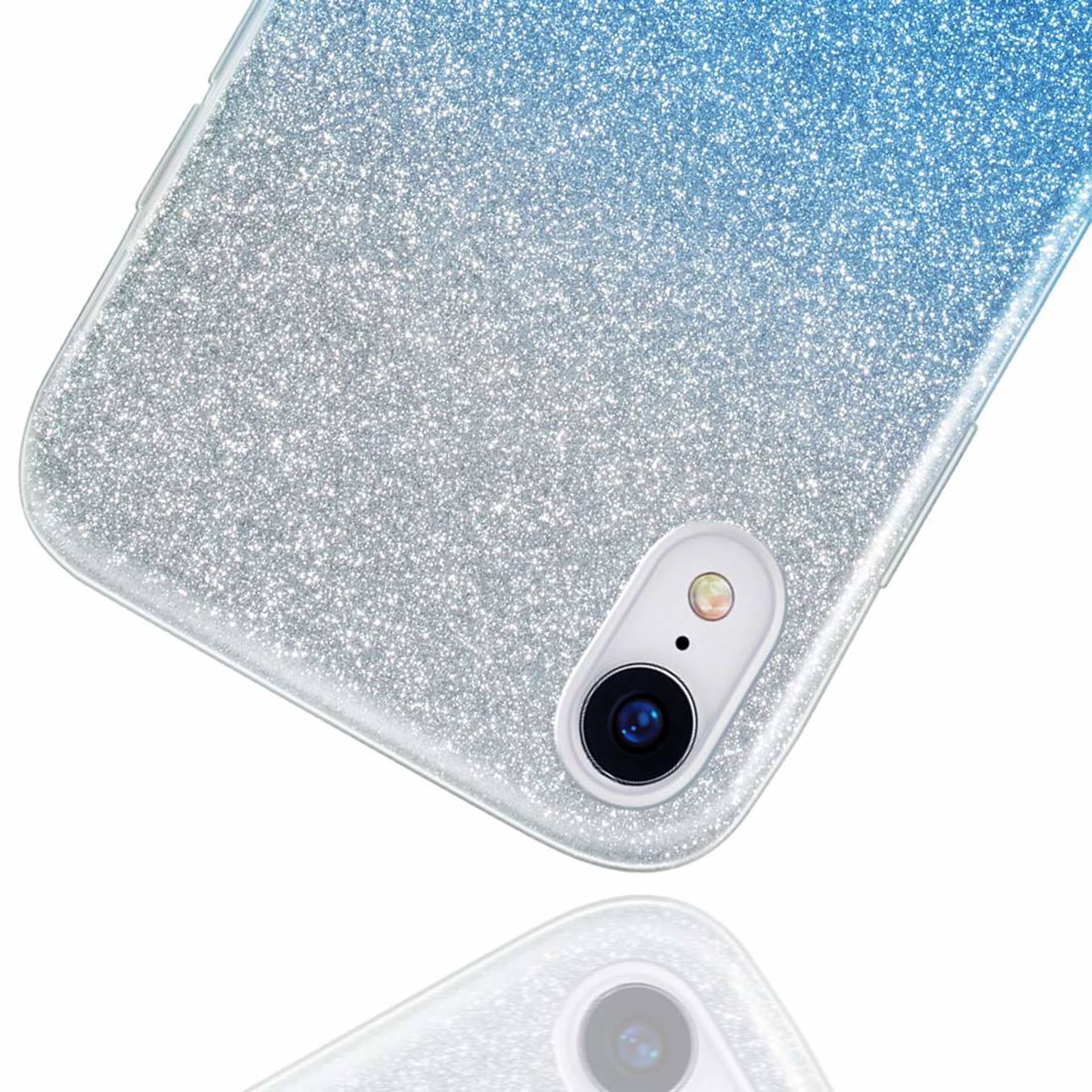 

Etui IPHONE 12 MINI Brokat Glitter srebrno-niebieskie