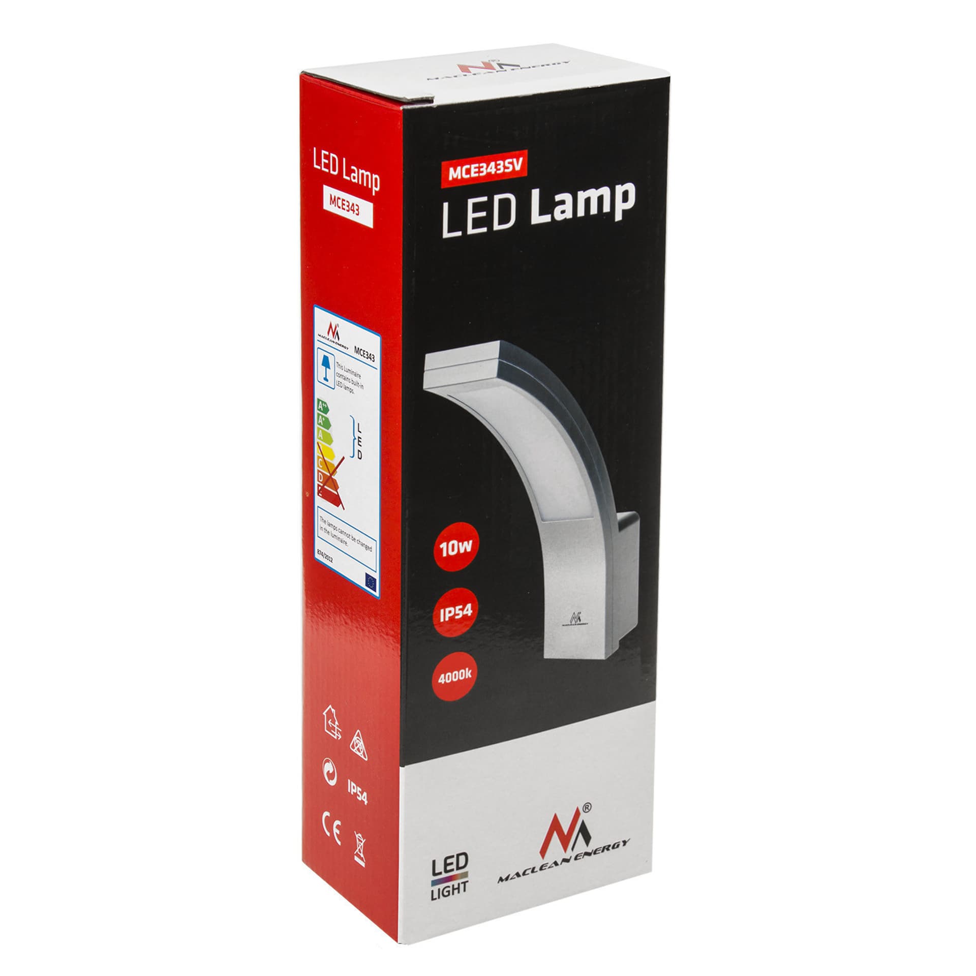 

Lampa elewacyjna LED Maclean, 800lm, IP54, 10W, barwa naturalna biała (4000K), kolor srebrny, MCE343 S