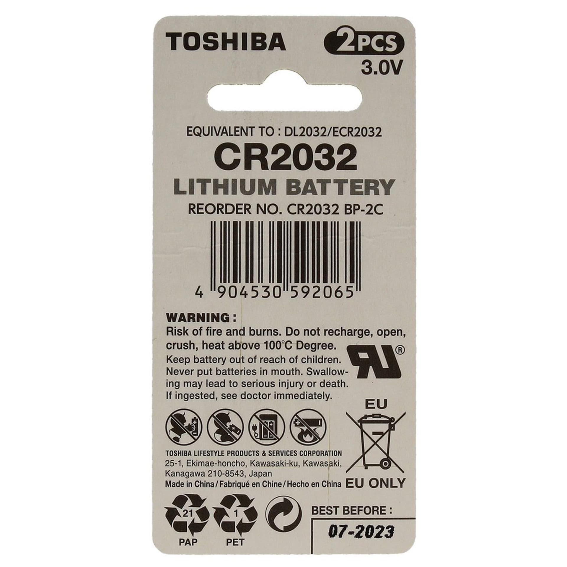 

Bateria Toshiba CR2032 3V 2 szt. Litowa