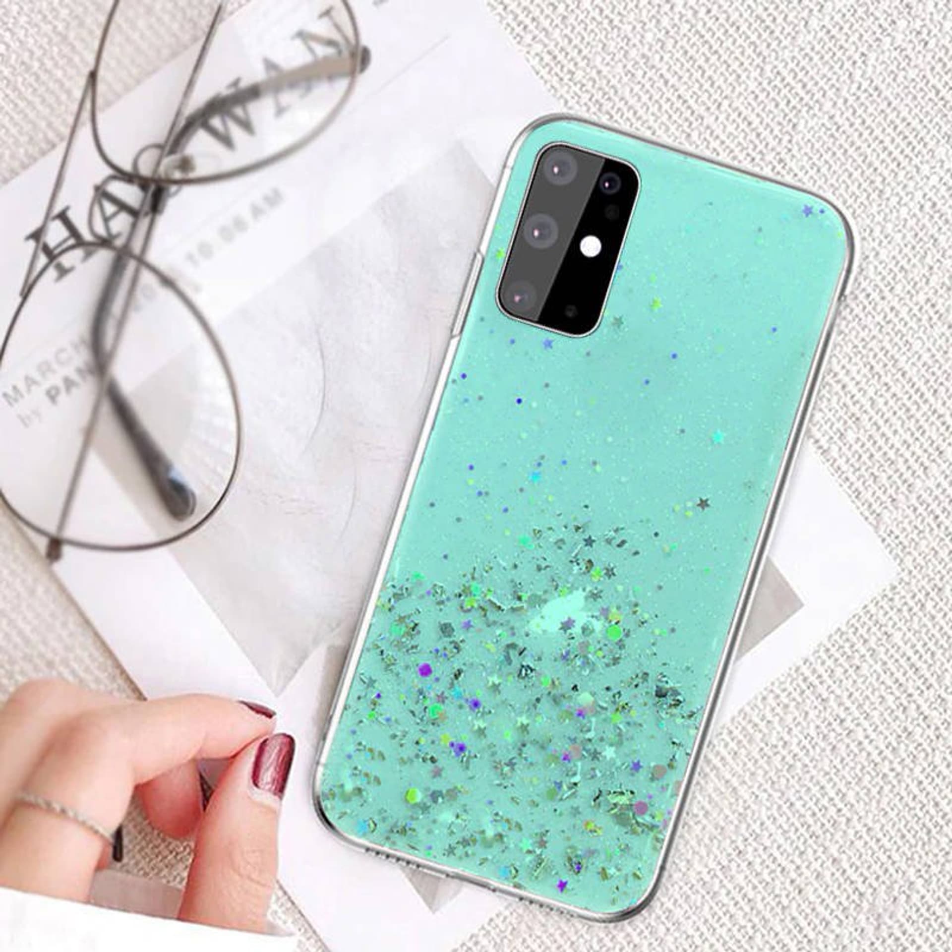 

Etui IPHONE 12 PRO MAX (6,7) Brokat Cekiny Glue Glitter Case miętowe, 6.7) brokat cekiny glue glitter case miętow