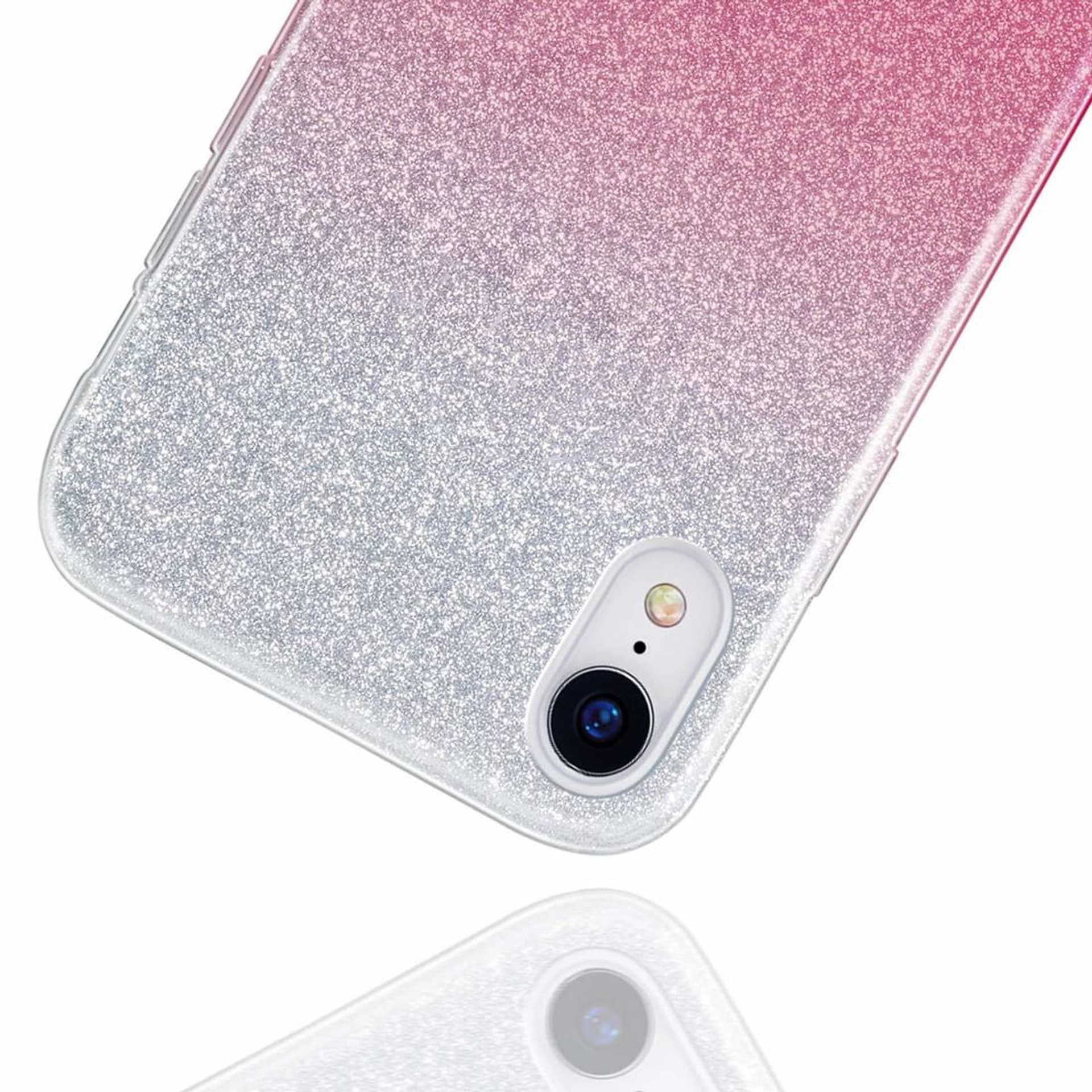 

Etui IPHONE 13 MINI Brokat Glitter srebrno-różowe