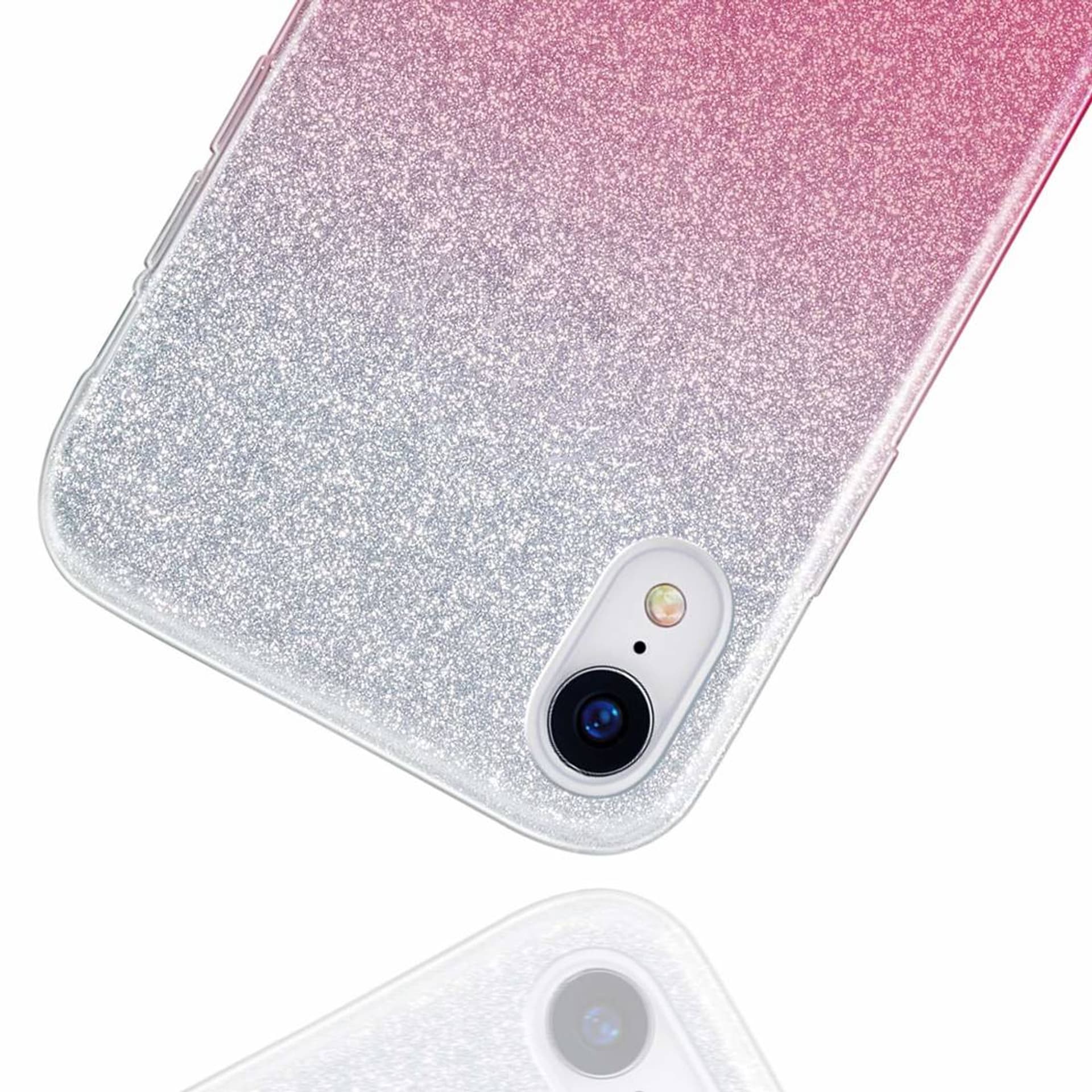 

Etui SAMSUNG GALAXY S22+ PLUS Brokat Glitter srebrno-różowe