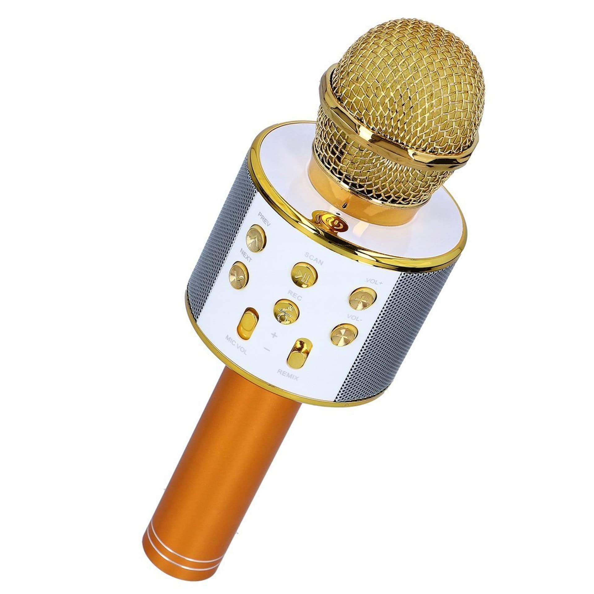 

Mikrofon Bezprzewodowy do Karaoke z Kontrolerem Odtwarzania złoty