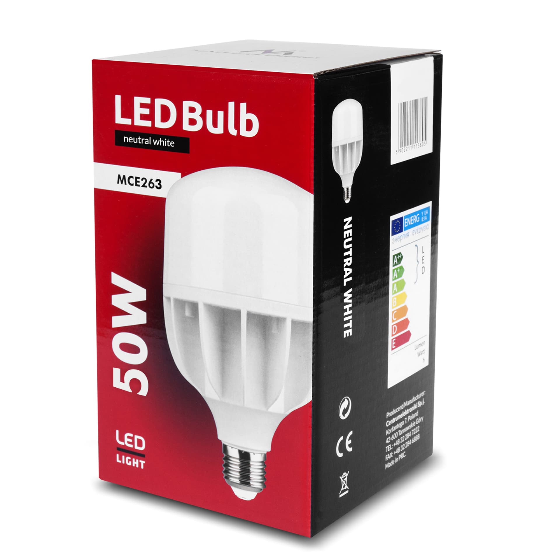 

Żarówka LED Maclean, E27, 50W, 220-240V AC, NW neutralna biała, 4000K, 5000lm, MCE263