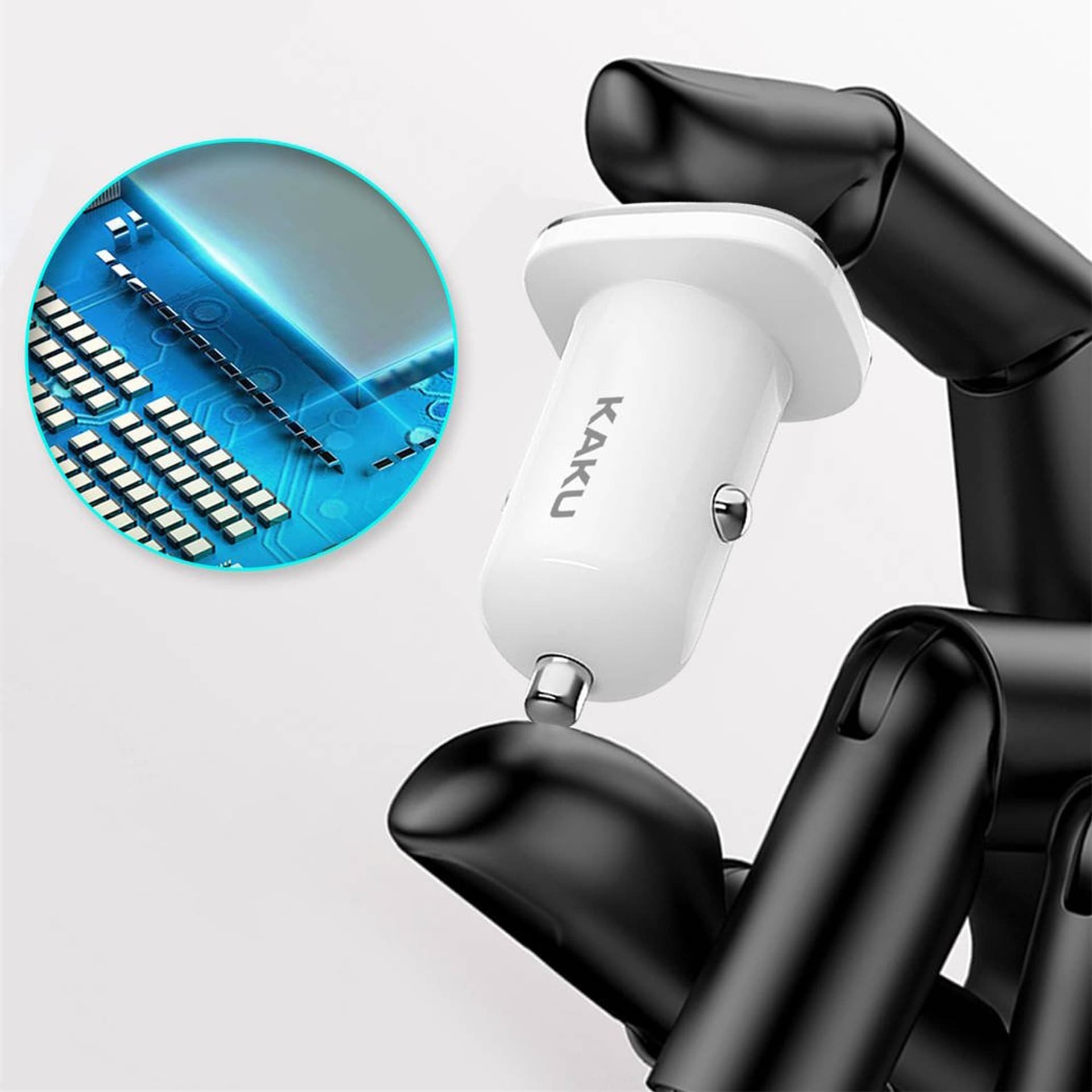 

Ładowarka samochodowa 2.4A 2xUSB + Kabel Micro USB KAKU Dual Port Charger (KSC-318) biała, Ksc-318) biał