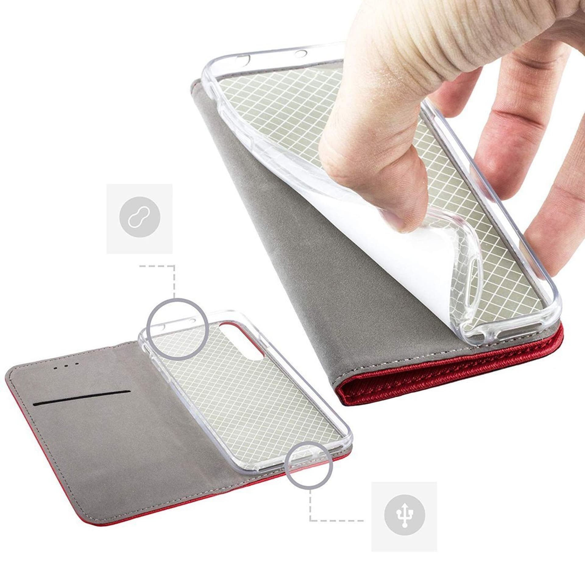 

Etui SAMSUNG GALAXY A72 portfel z klapką Flip Magnet czerwone