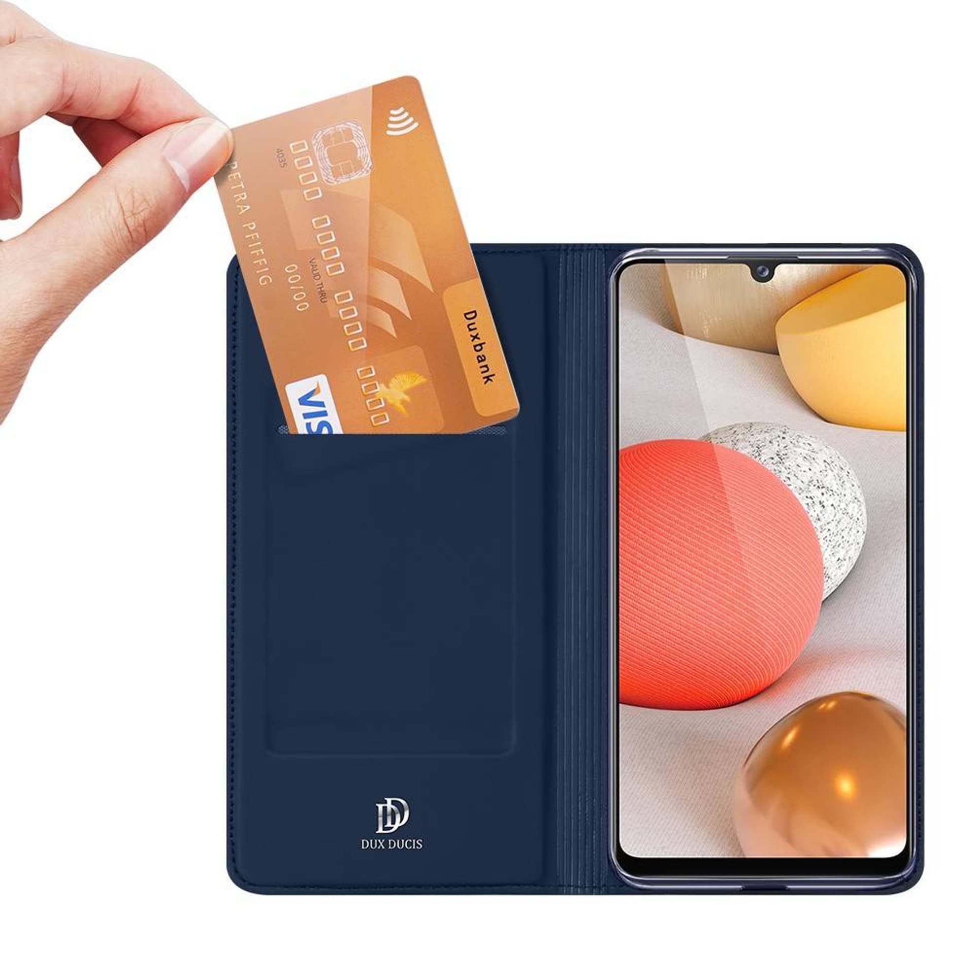 

Etui SAMSUNG GALAXY A42 5G z klapką Dux Ducis skórzane Skin Leather granatowe