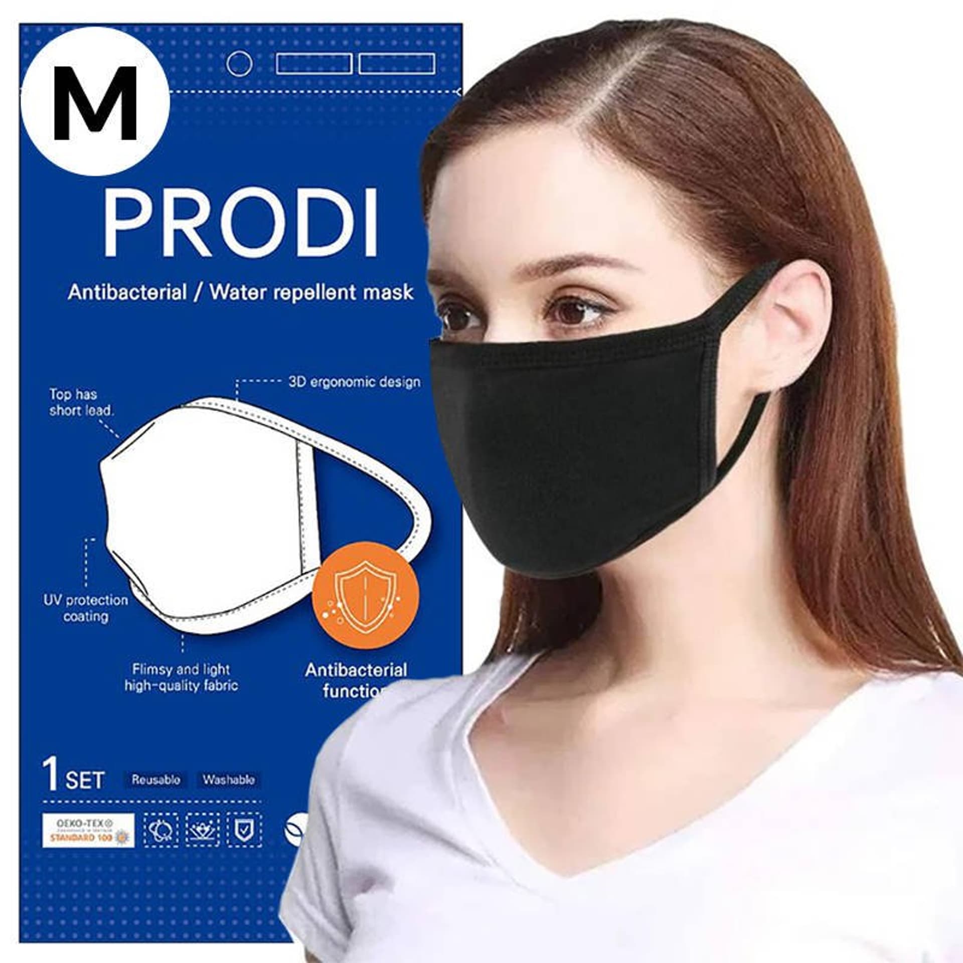 

Maseczka Antybakteryjna Maska Wielorazowa PRODI Mask czarna Rozm. M