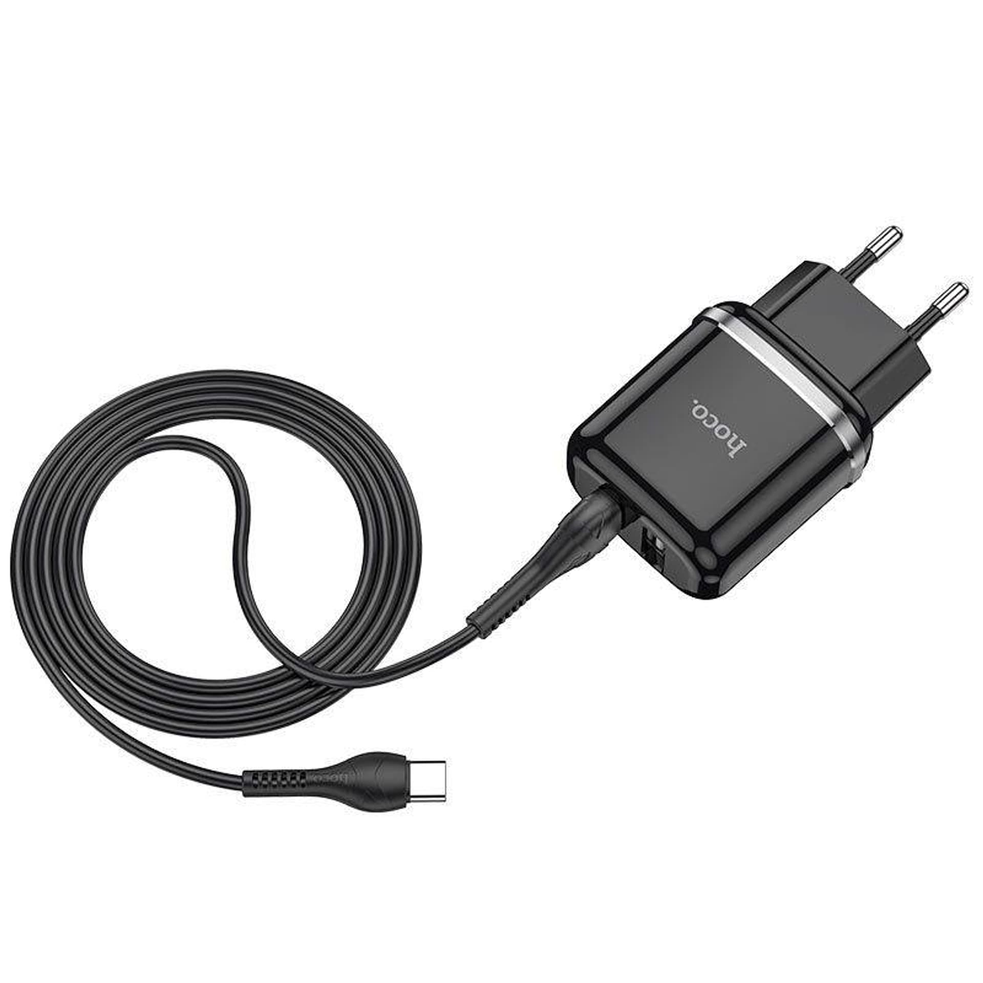 

Ładowarka Sieciowa 2,4A 2xUSB + Kabel 1m USB Typ C Hoco N4 Smart Dual USB USB-C czarna