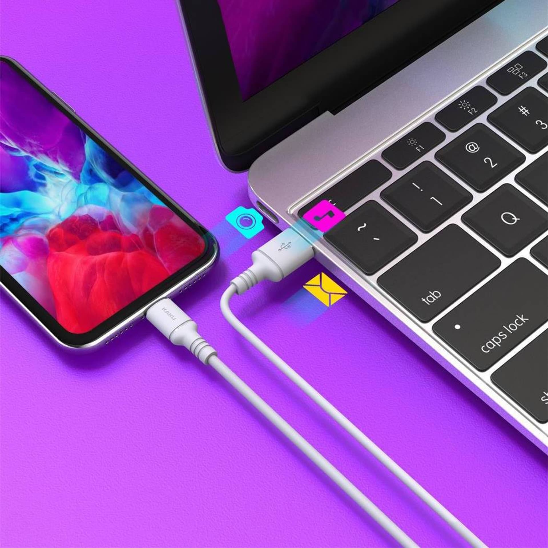 

Kabel 2,8A 1m USB Typ C Ładowanie i Przesył Danych KAKU Skin Feel Charging Data Cable USB-C (KSC-419) biały, Ksc-419) biał