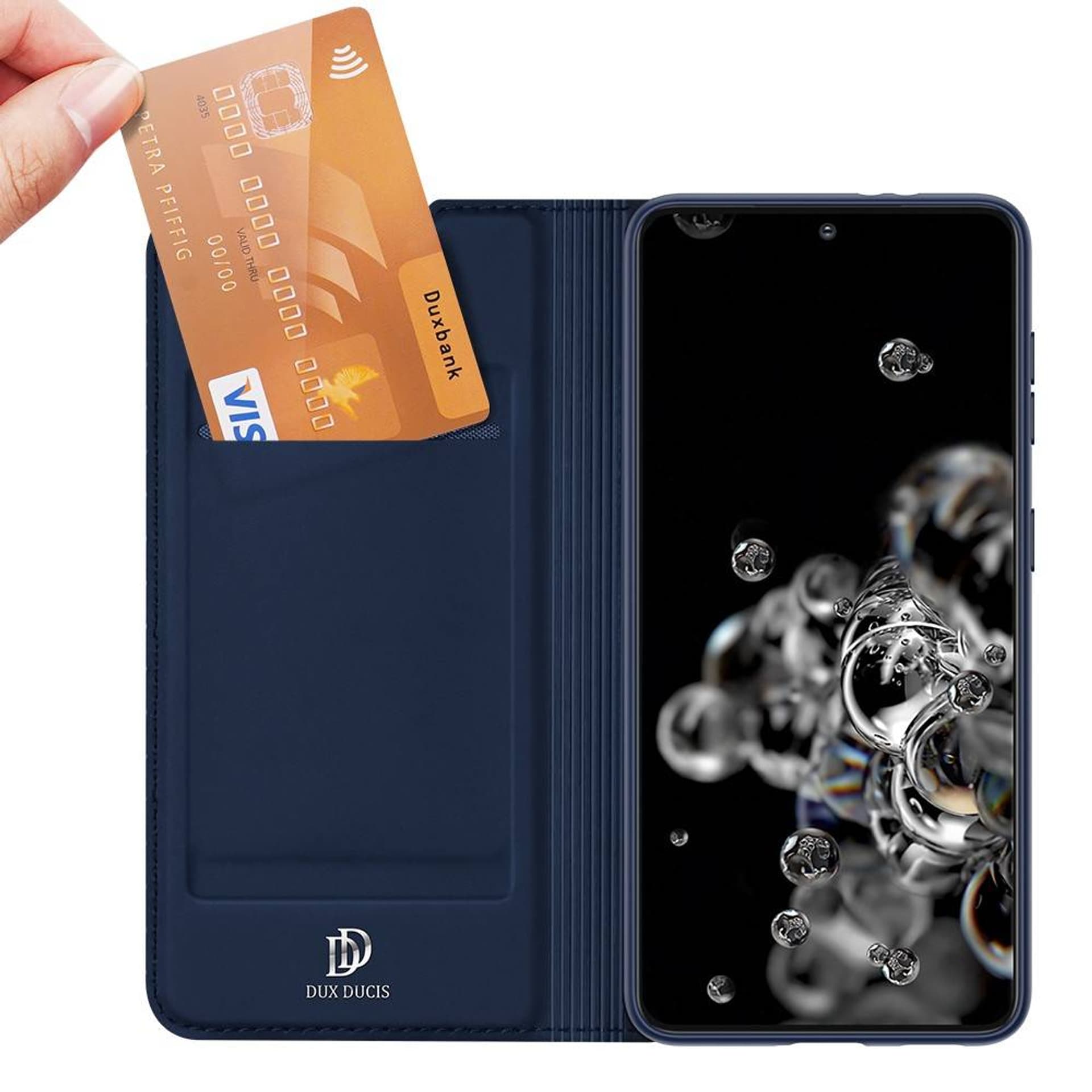

Etui SAMSUNG GALAXY S21+ PLUS z klapką Dux Ducis skórzane Skin Leather granatowe