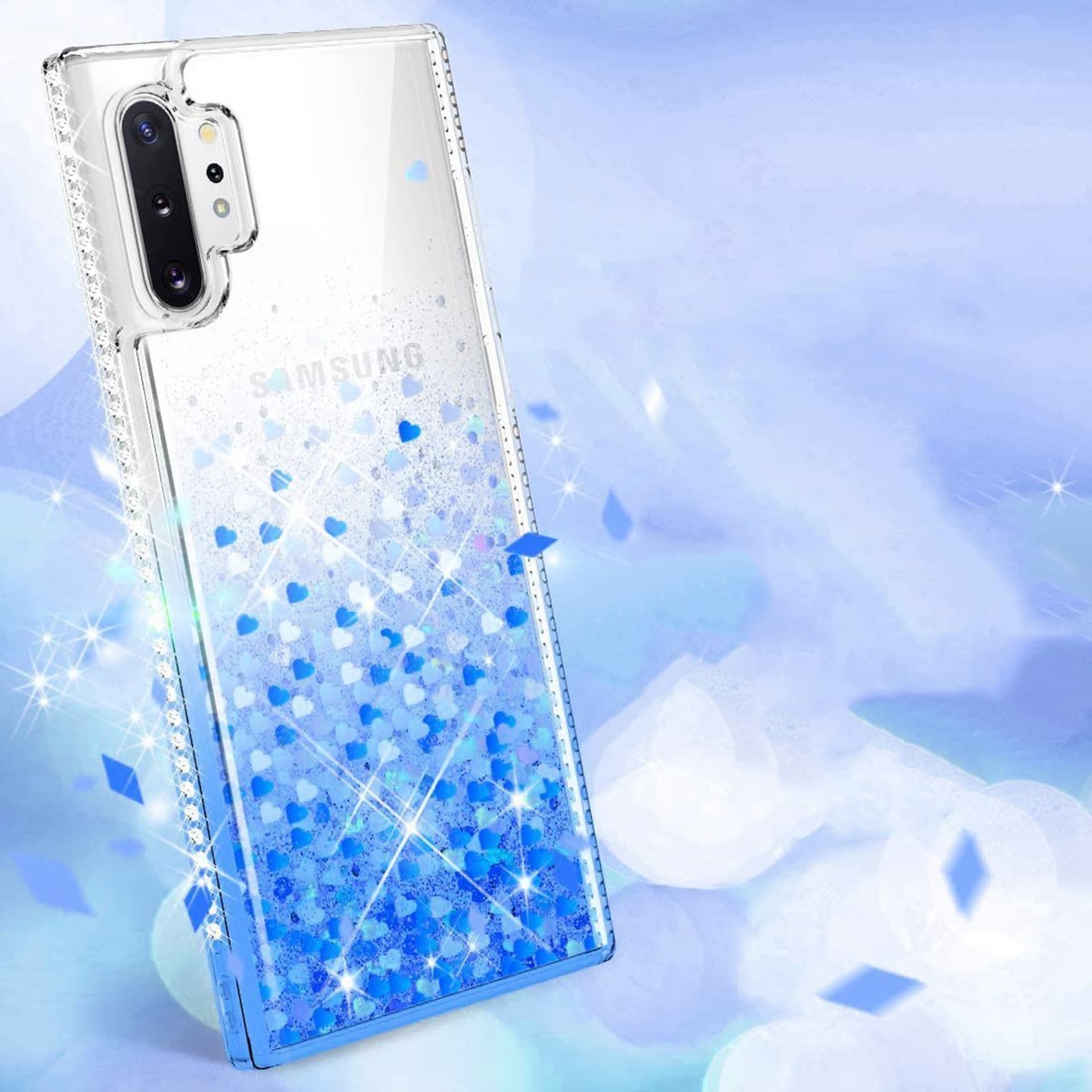 

Etui SAMSUNG GALAXY S21 Diamond Liquid Przelewany Brokat niebieskie