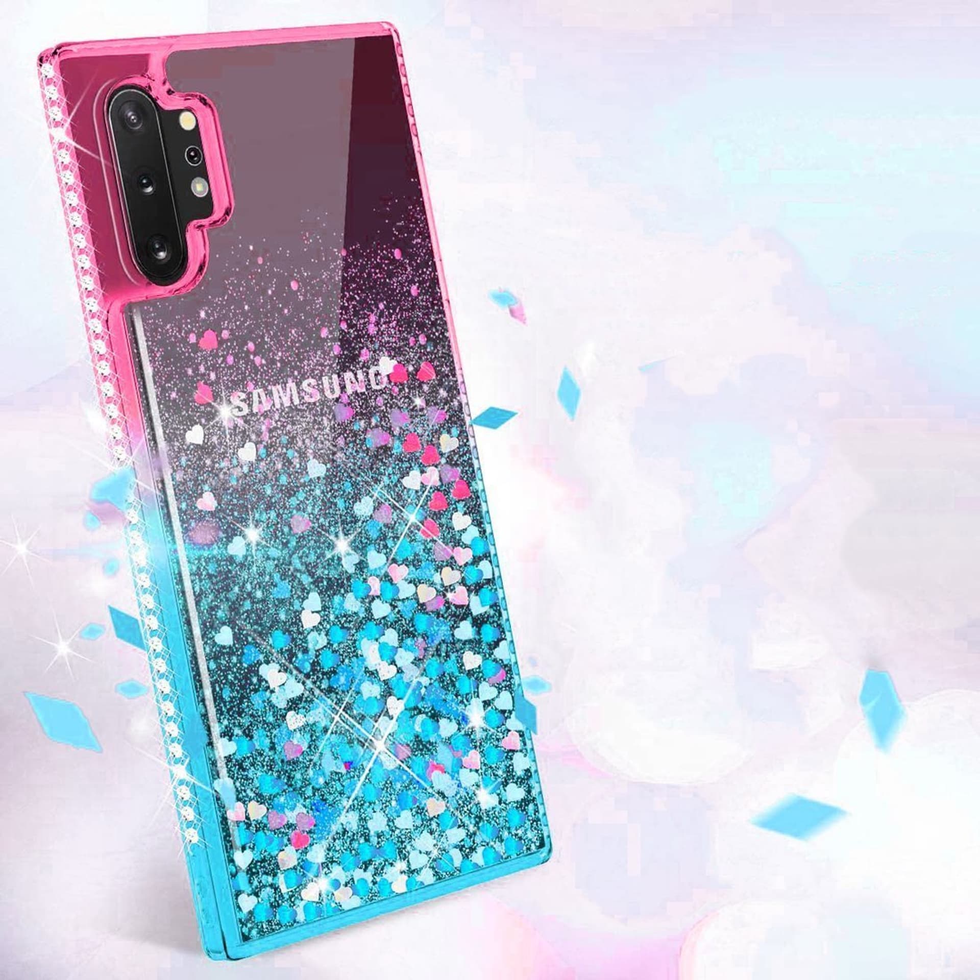 

Etui IPHONE 12 MINI Diamond Liquid Przelewany Brokat różowo-niebieskie