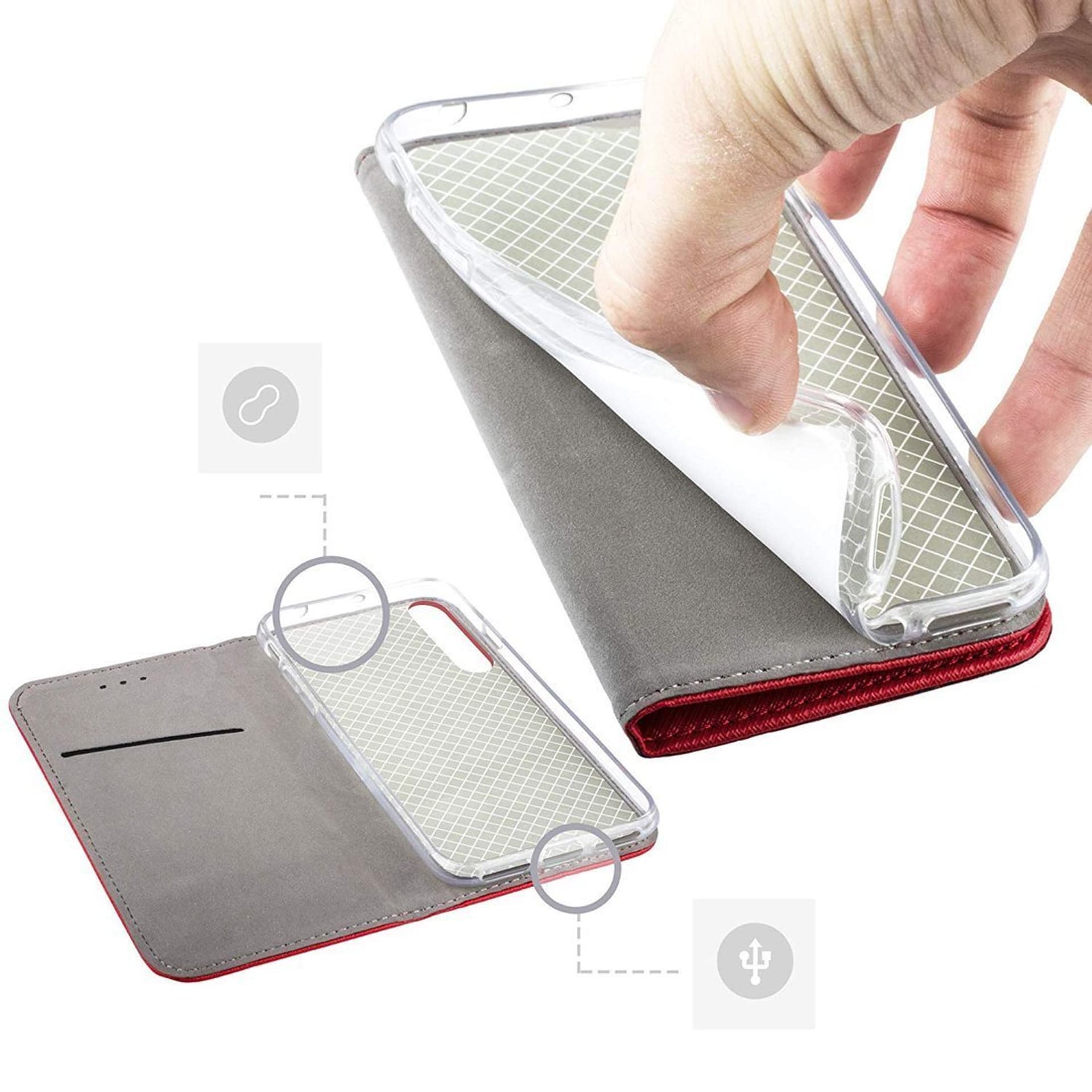 

Etui XIAOMI REDMI NOTE 10 PRO portfel z klapką Flip Magnet czerwone