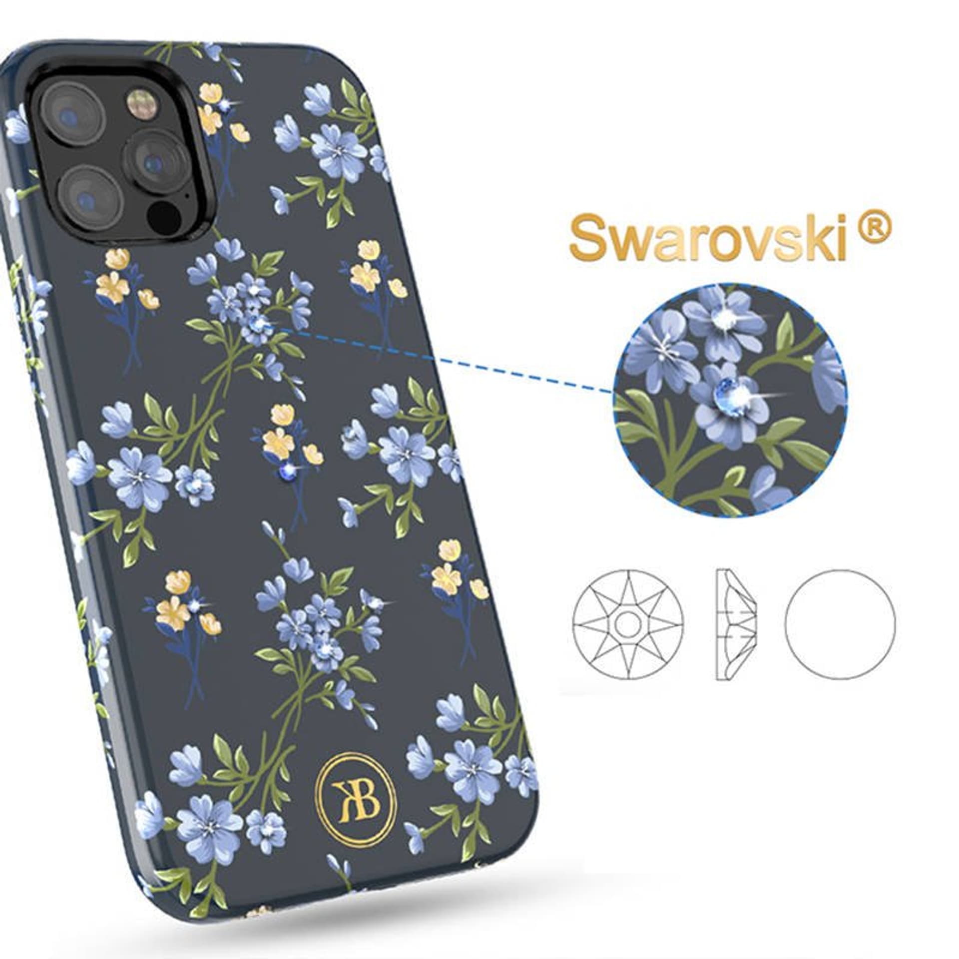 

Etui IPHONE 12 MINI Kingxbar Blossom Series niebieskie