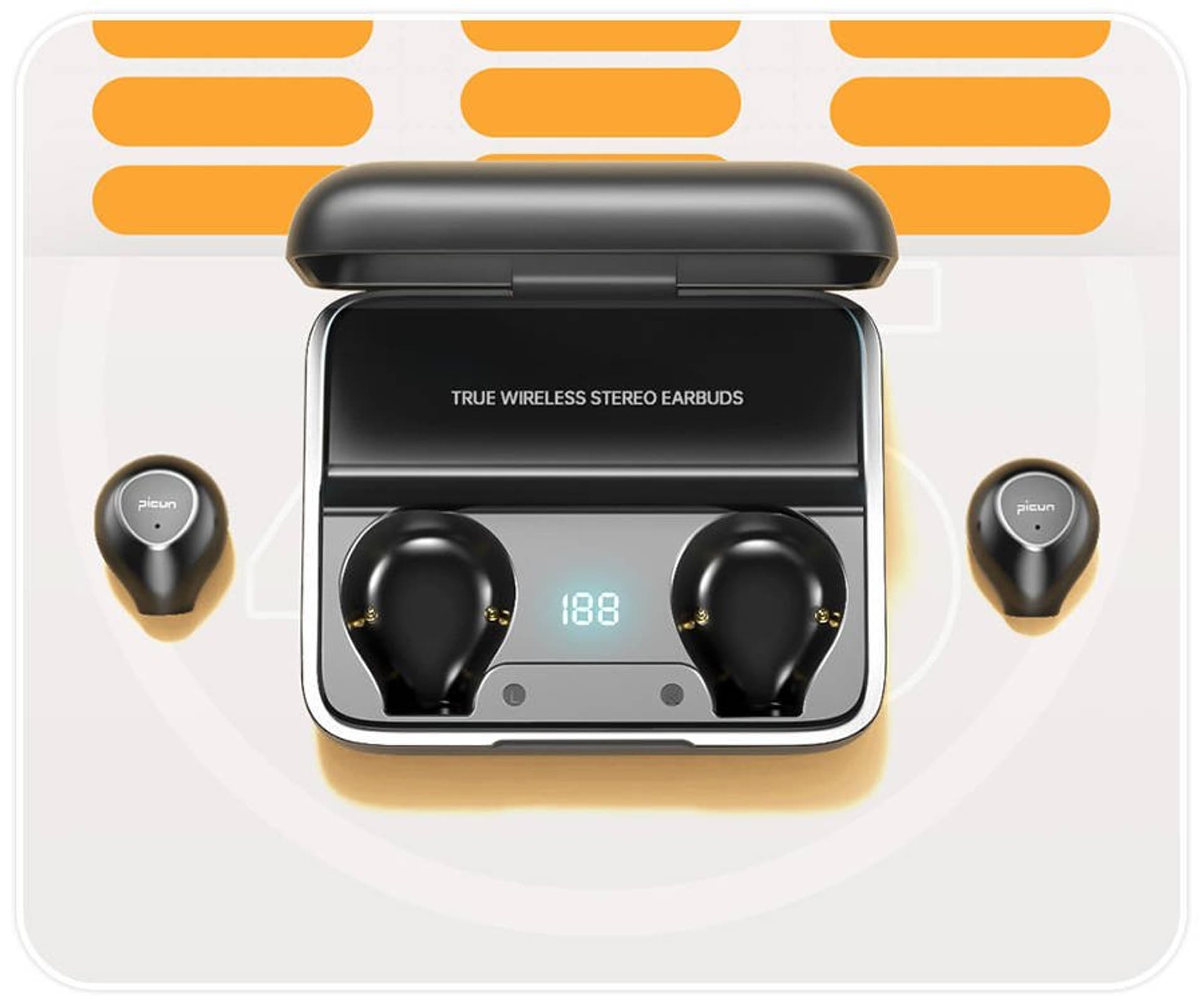 

Słuchawki bezprzewodowe dokanałowe Bluetooth 5.0 TWS PICUN W13 czarne