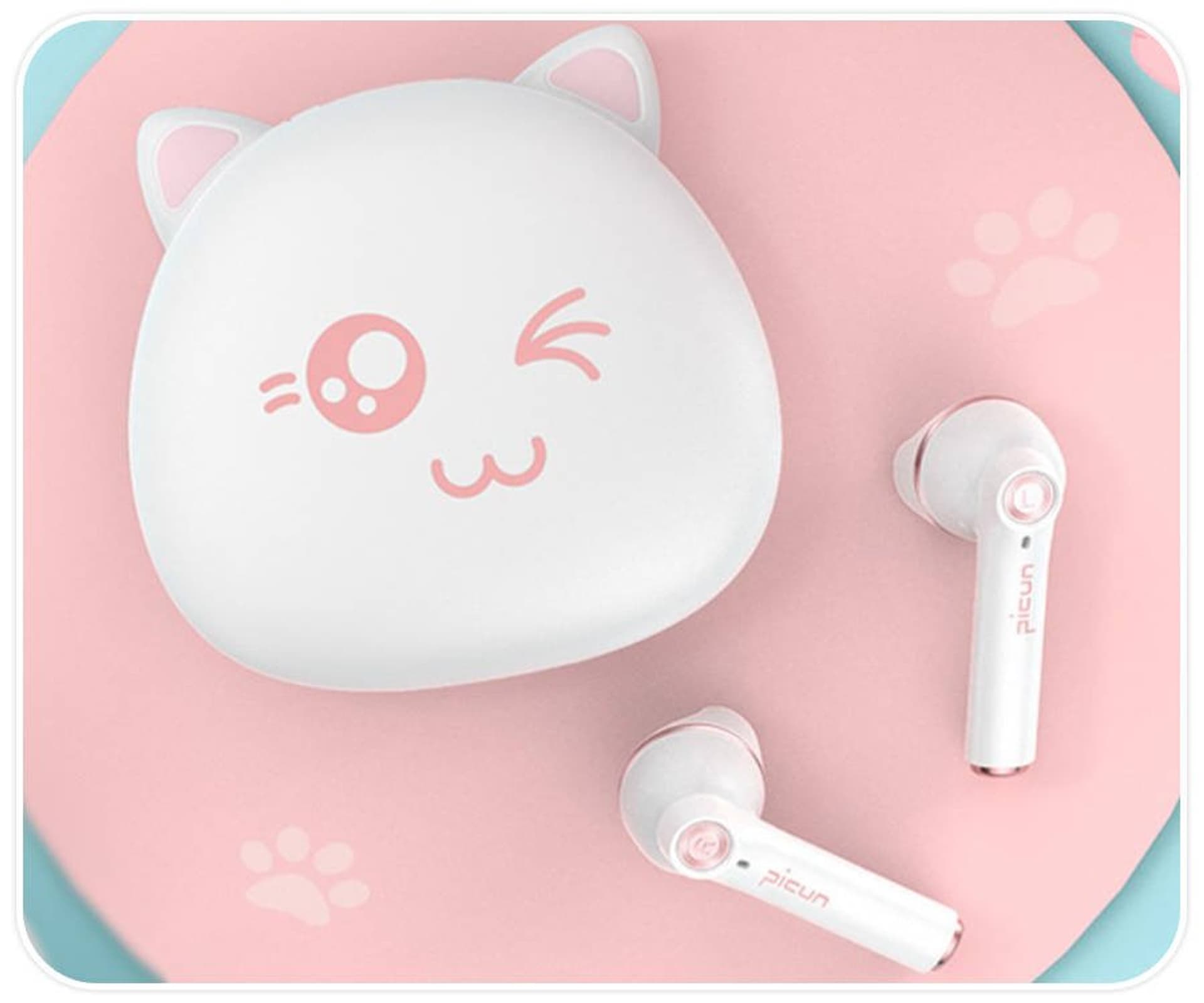 

Słuchawki Bezprzewodowe Bluetooth Douszne PICUN HI CAT białe