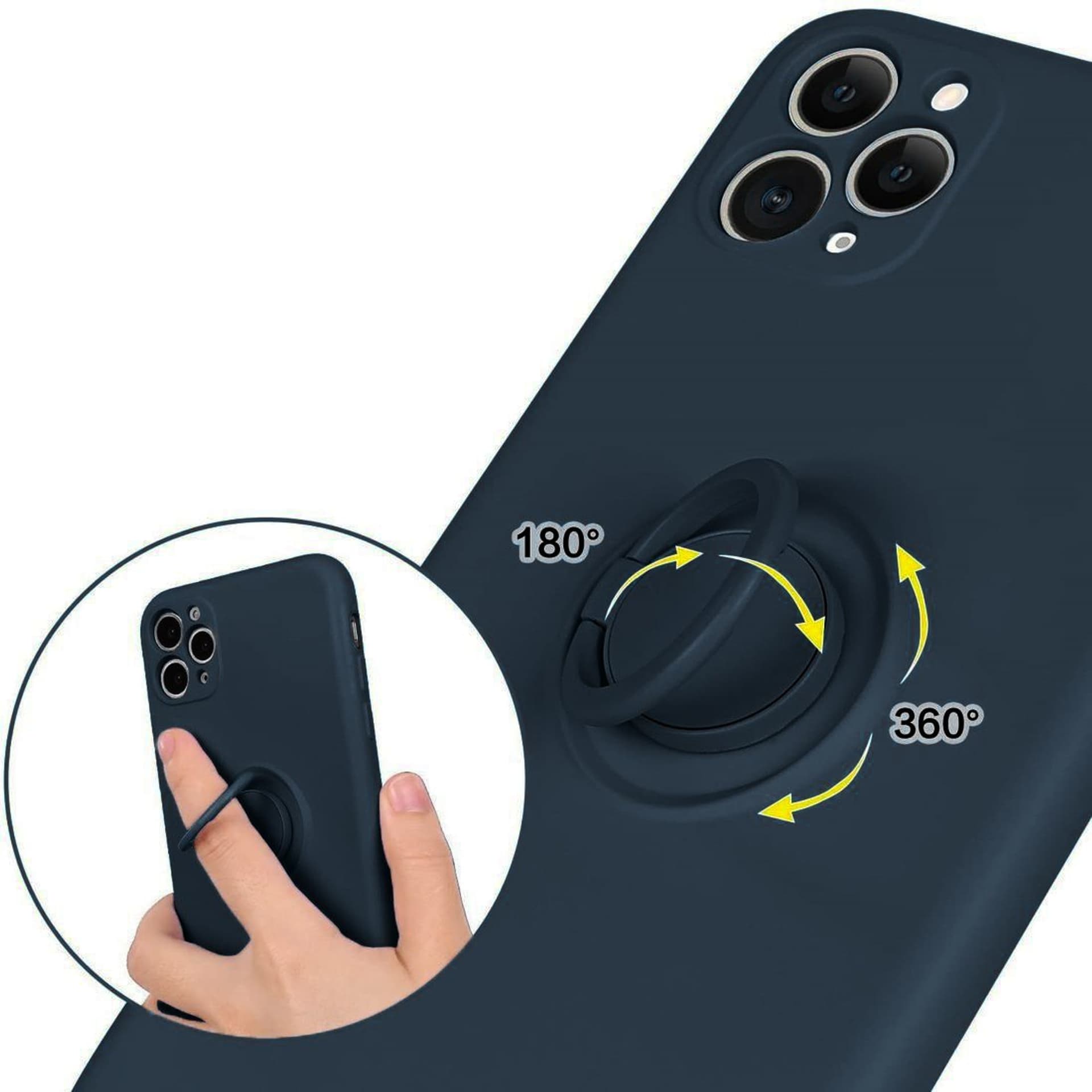 

Etui IPHONE 11 PRO Silikonowe Ring Pierścień Magnetyczny Silicone Ring granatowe