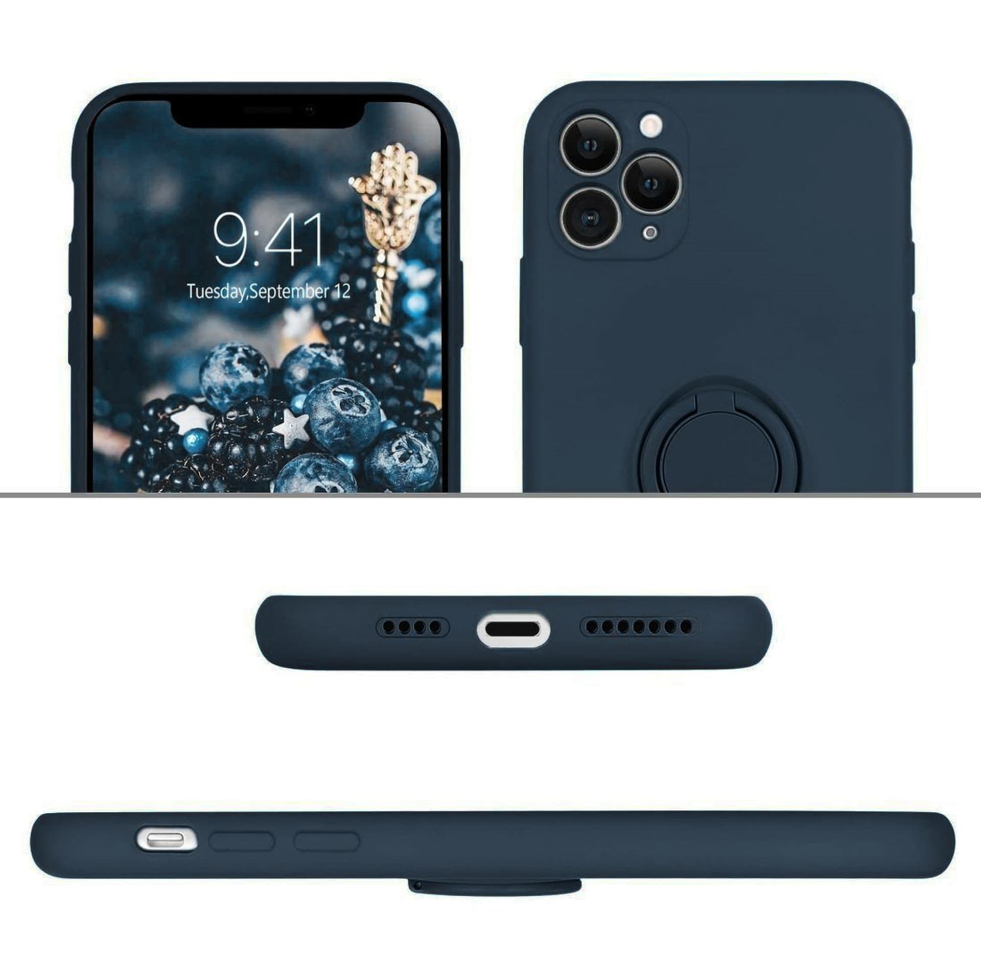 

Etui IPHONE 12 PRO MAX Silikonowe Ring Pierścień Magnetyczny Silicone Ring granatowe