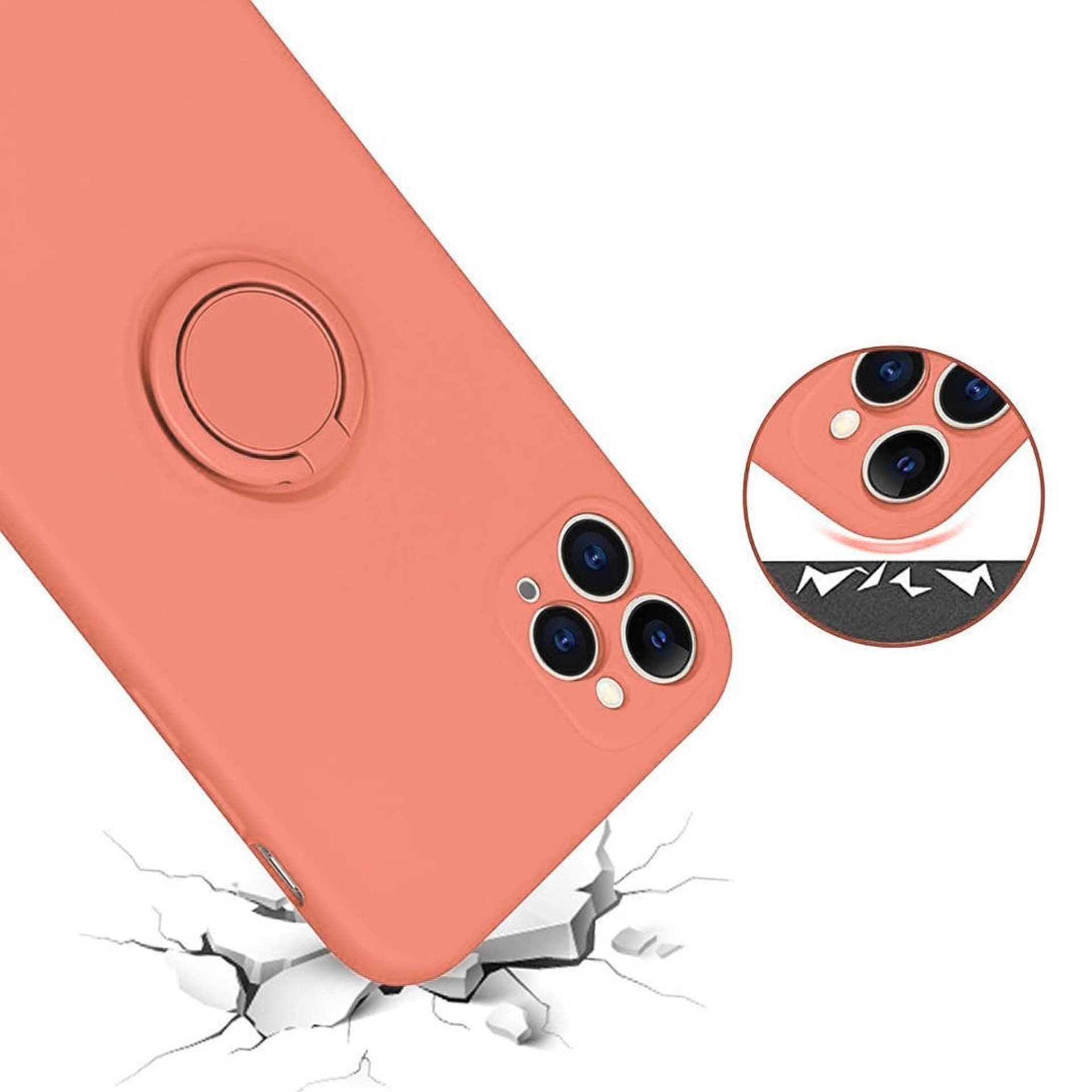 

Etui IPHONE 11 PRO Silikonowe Ring Pierścień Magnetyczny Silicone Ring różowe