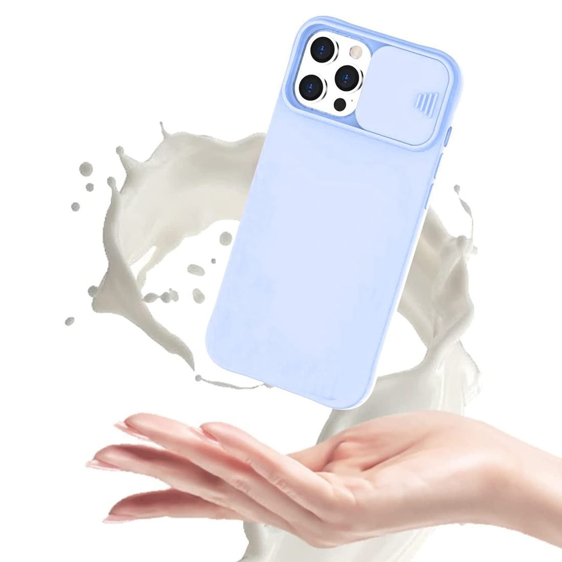 

Etui IPHONE 12 Silikonowe z Osłoną na Aparat Nexeri Silicone Lens jasny niebieski