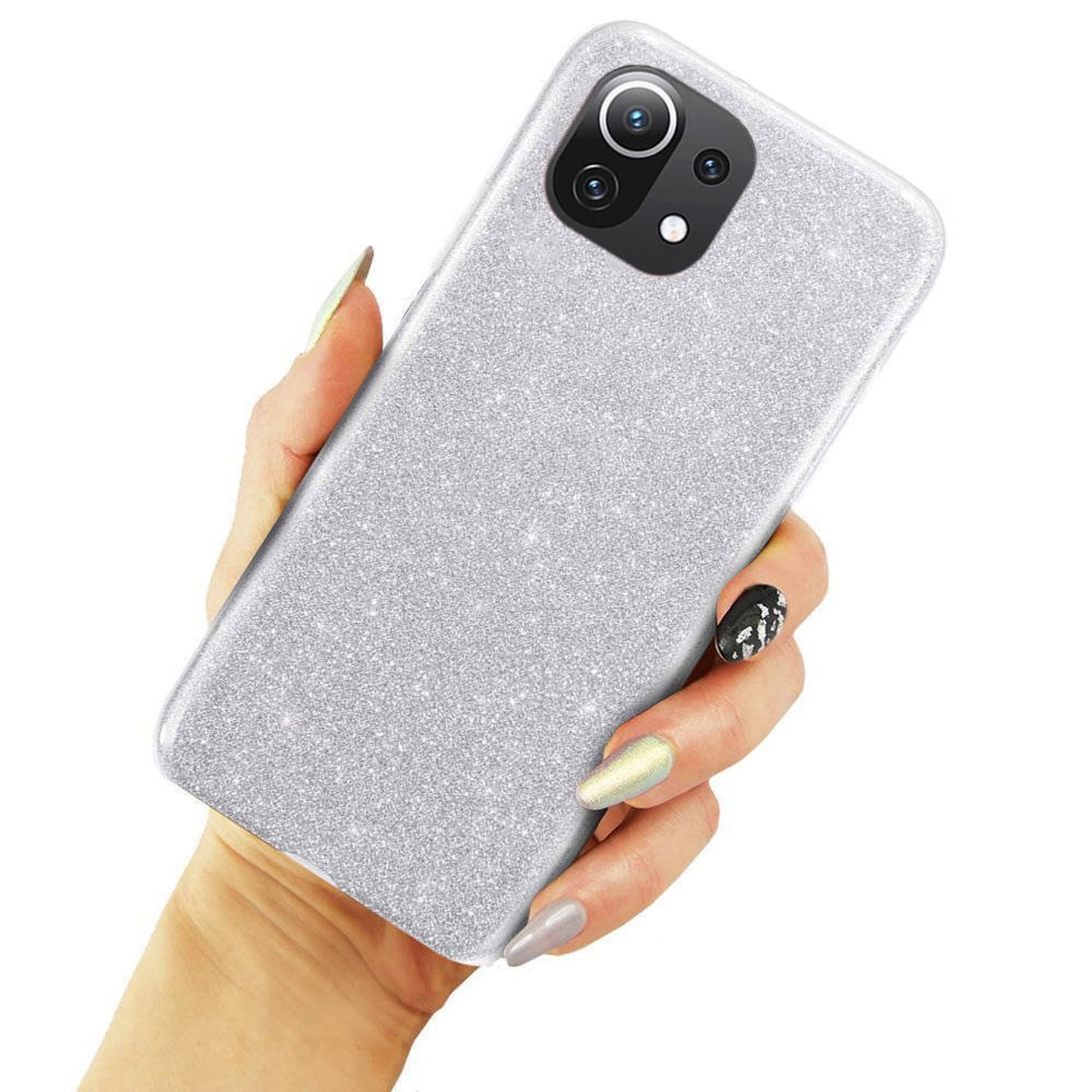 

Etui XIAOMI MI 11 LITE Brokat Glitter srebrne
