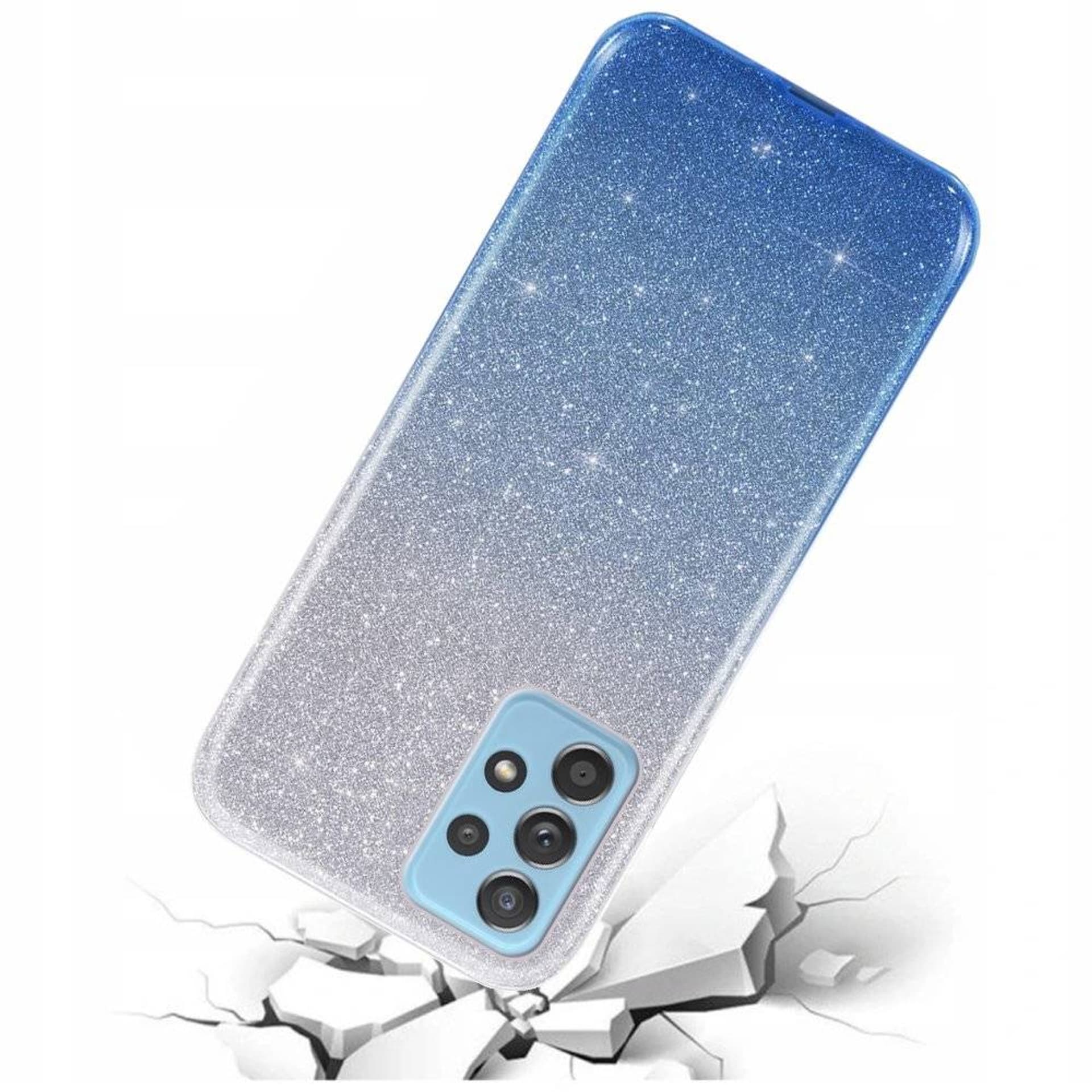 

Etui SAMSUNG GALAXY A72 Brokat Glitter srebrno-niebieskie