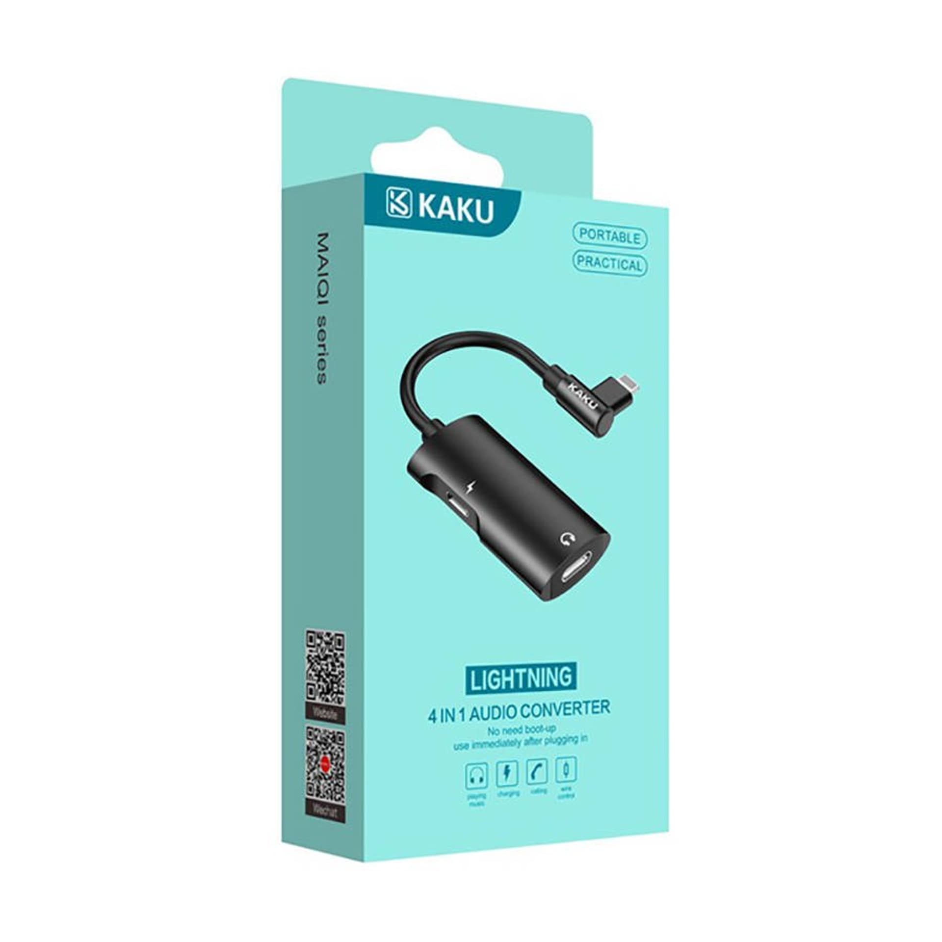 

Adapter 4w1 Audio Konwerter Lightning + Lightning Przejściówka KAKU (KSC-377) czarny, Ksc-377) czarn