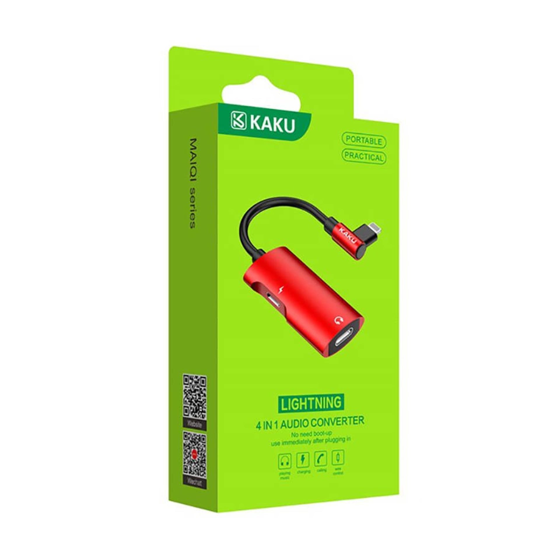 

Adapter 4w1 Audio Konwerter Lightning + Lightning Przejściówka KAKU (KSC-377) czerwony, Ksc-377) czerwon