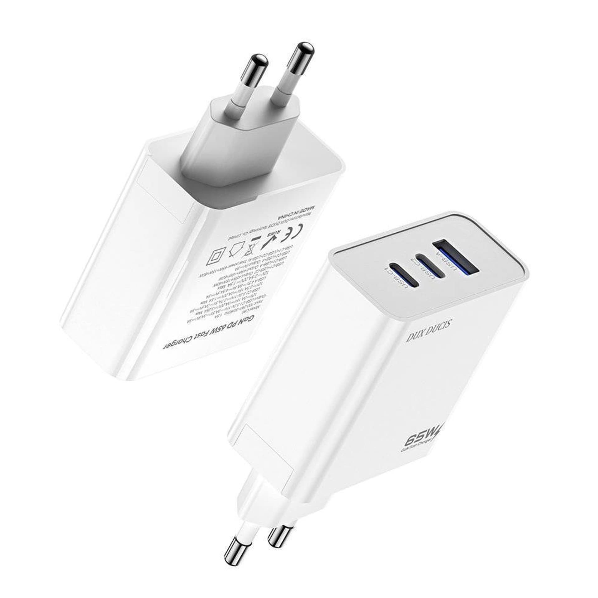 

Ładowarka Sieciowa 65W USB / 2x USB-C TYP C PD Dux Ducis C90 GaN Quick Charge 3.0 biała