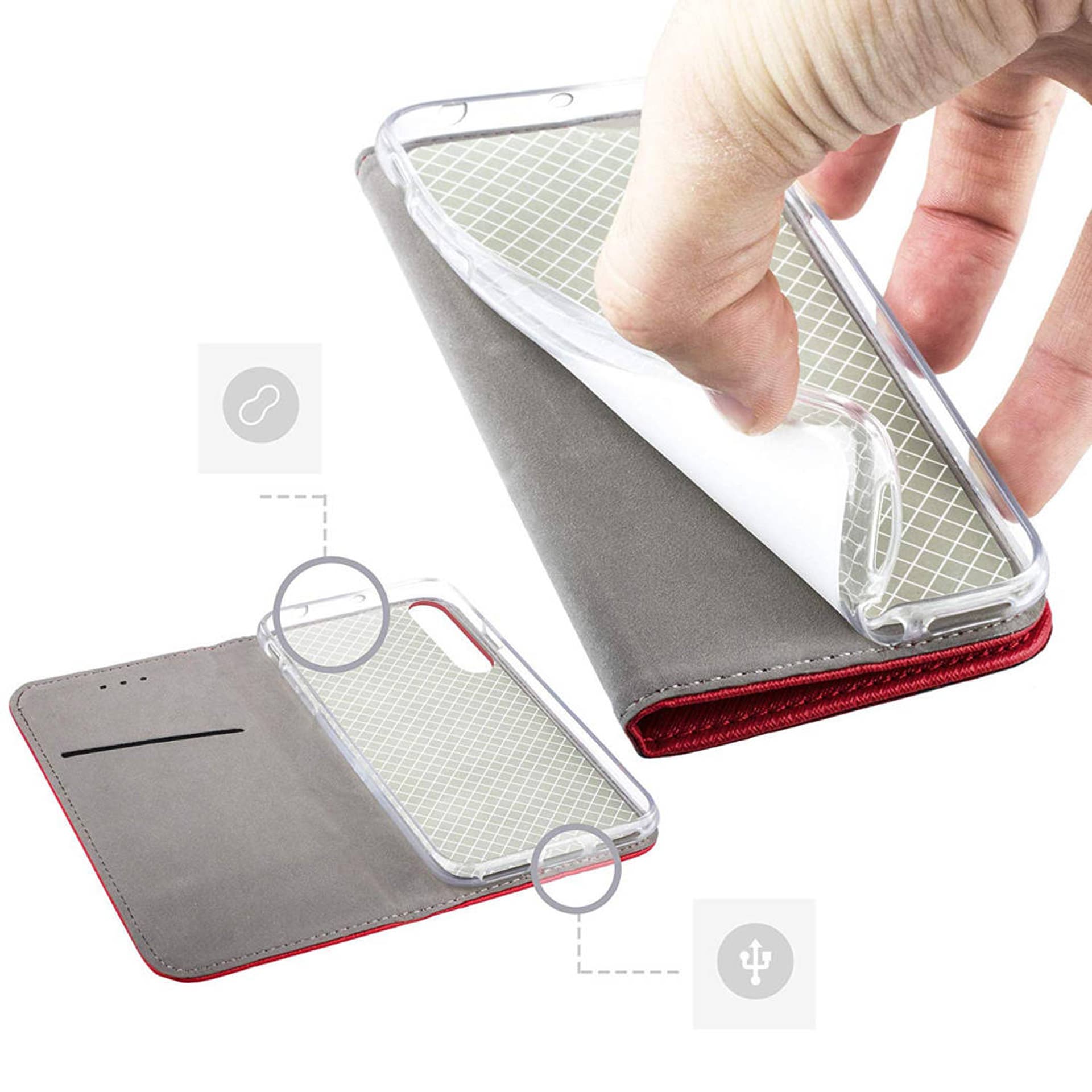 

Etui SAMSUNG GALAXY S22 Portfel z Klapką Flip Magnet czerwone