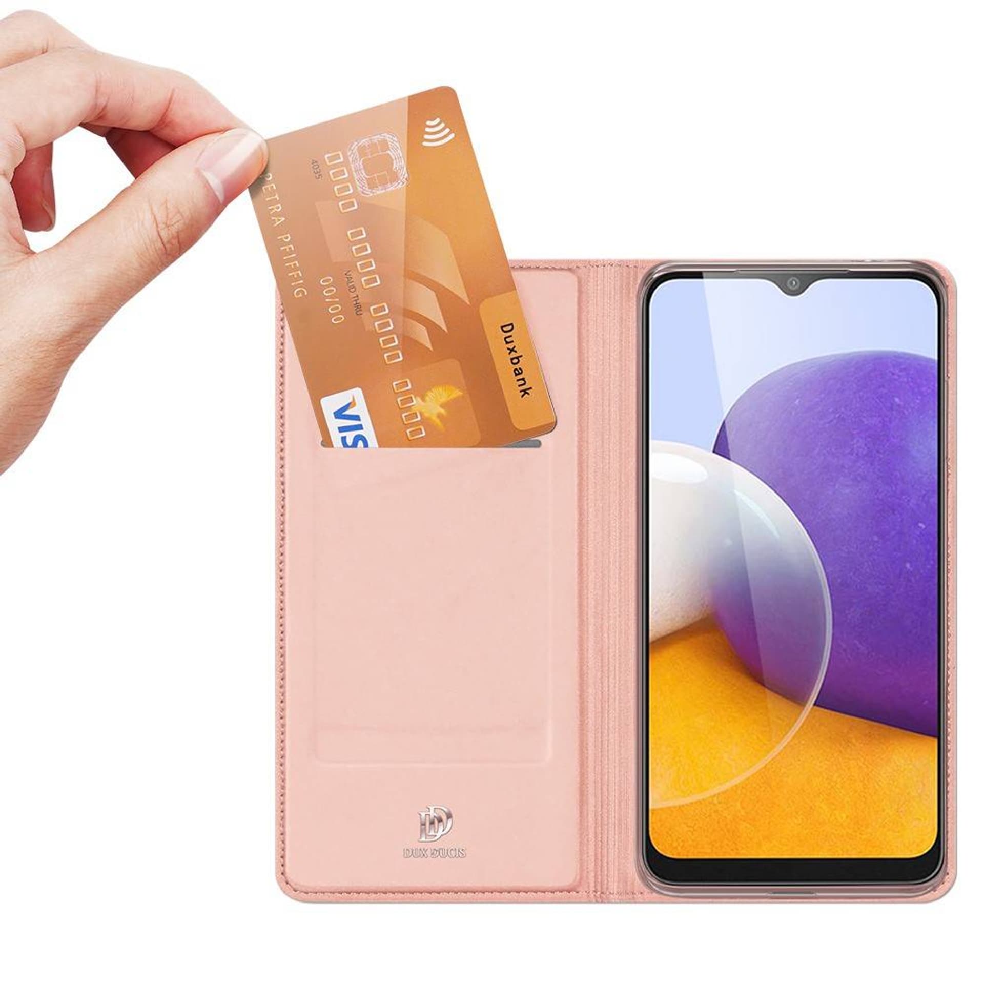 

Etui SAMSUNG GALAXY A22 4G / M22 4G z klapką Dux Ducis skórzane Skin Leather jasny róż