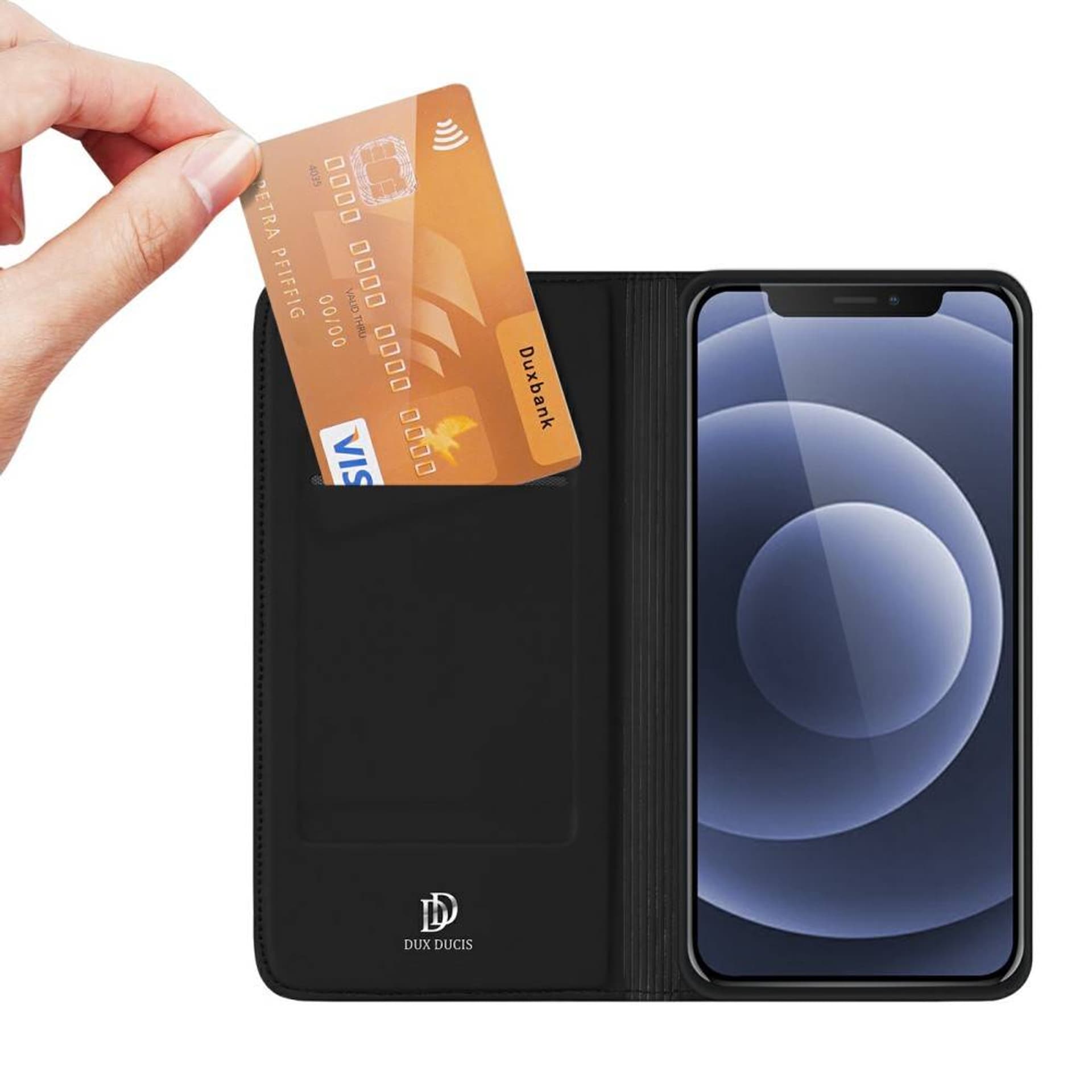 

Etui IPHONE 13 MINI z klapką Dux Ducis skórzane Skin Leather czarne