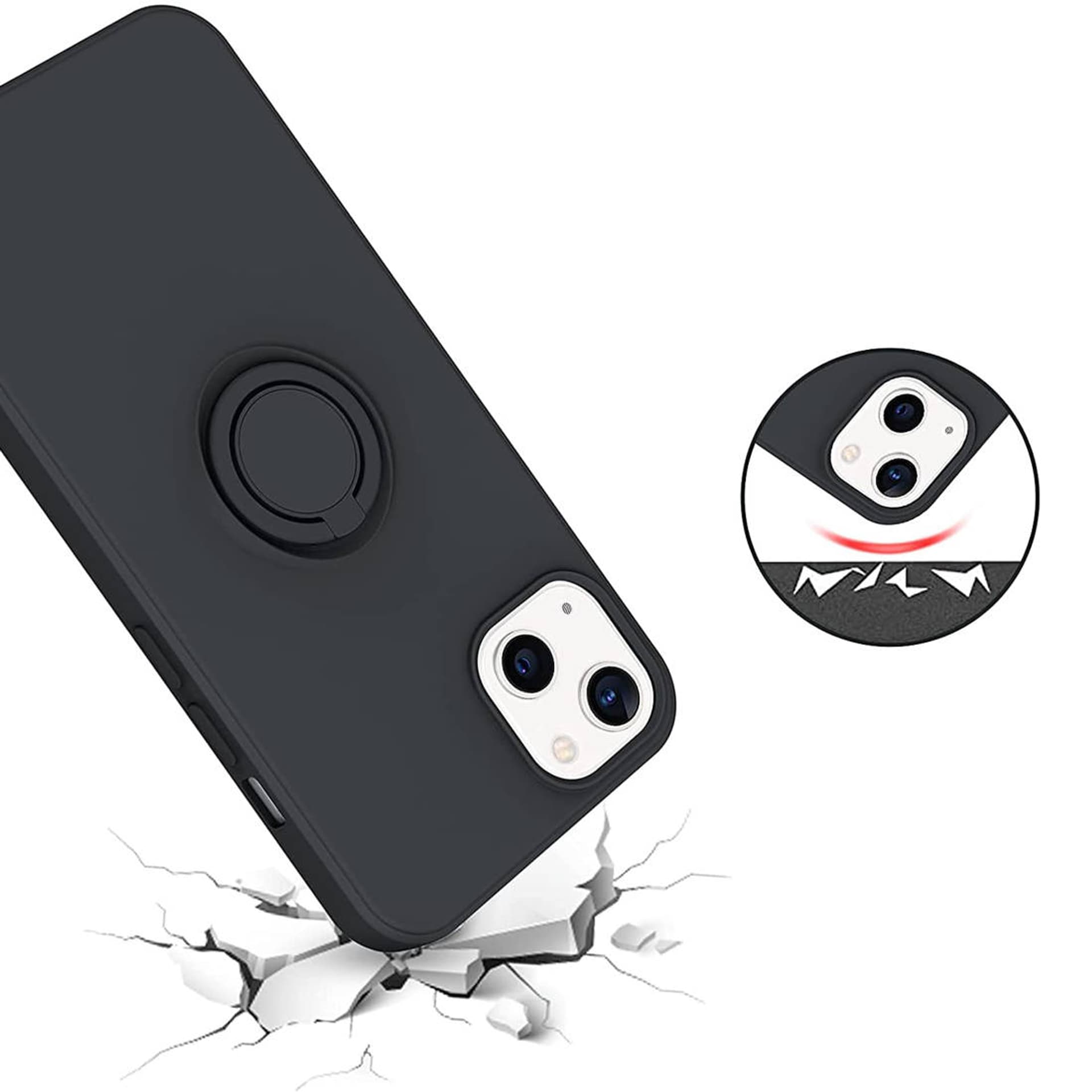 

Etui IPHONE 13 Silikonowe Ring Pierścień Magnetyczny Silicone Ring czarne