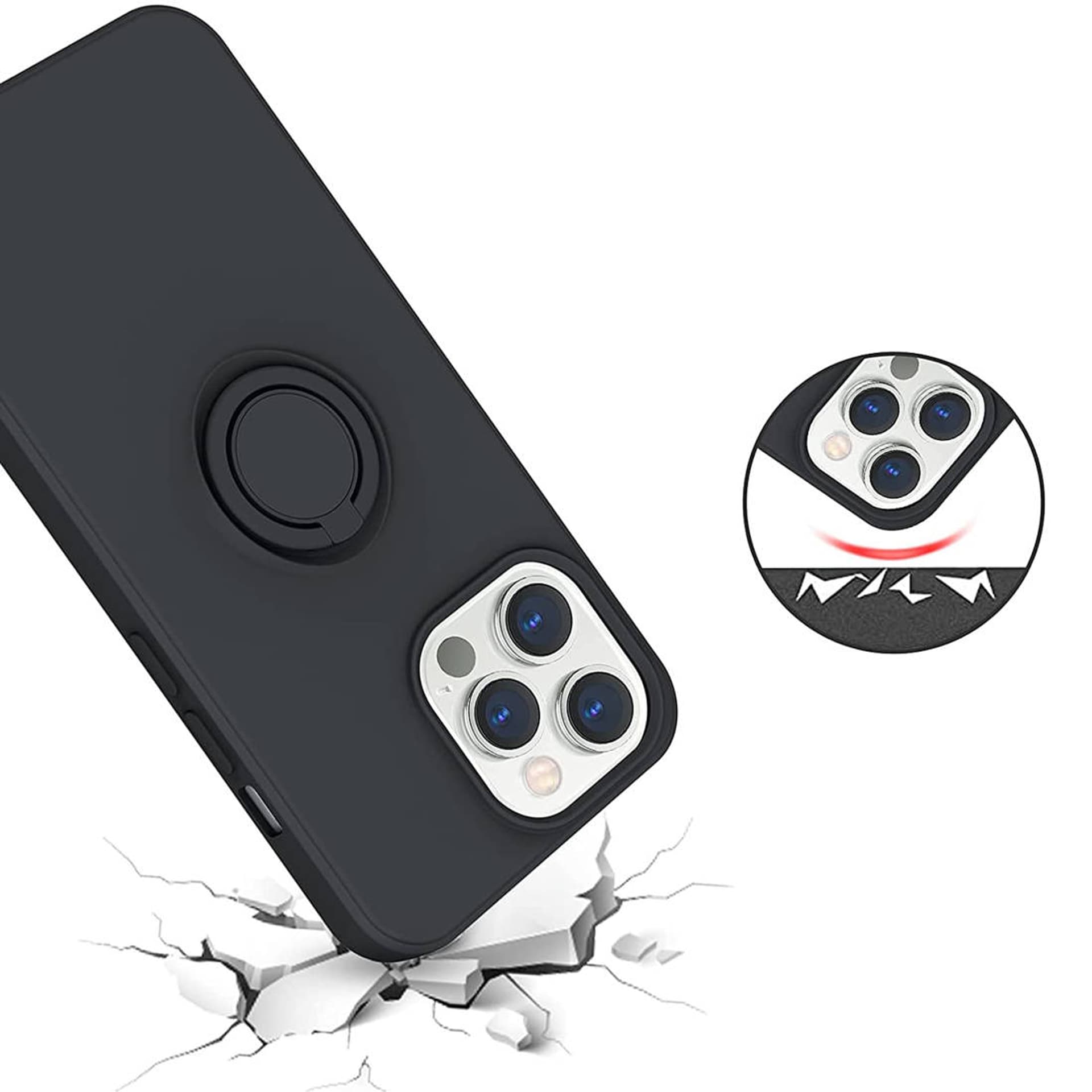 

Etui IPHONE 13 PRO Silikonowe Ring Pierścień Magnetyczny Silicone Ring czarne