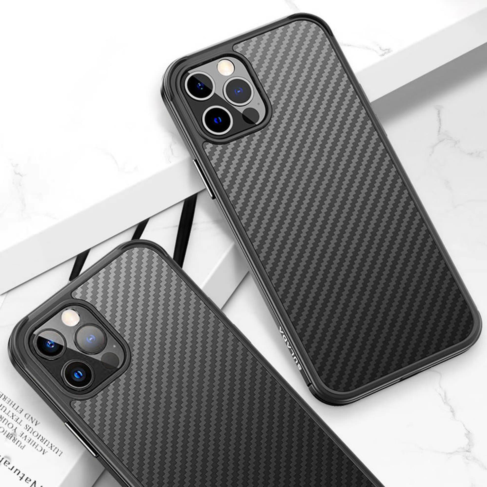

Etui IPHONE 12 PRO MAX Sulada Carbon Fiber Obudowa Hybrydowa czarne