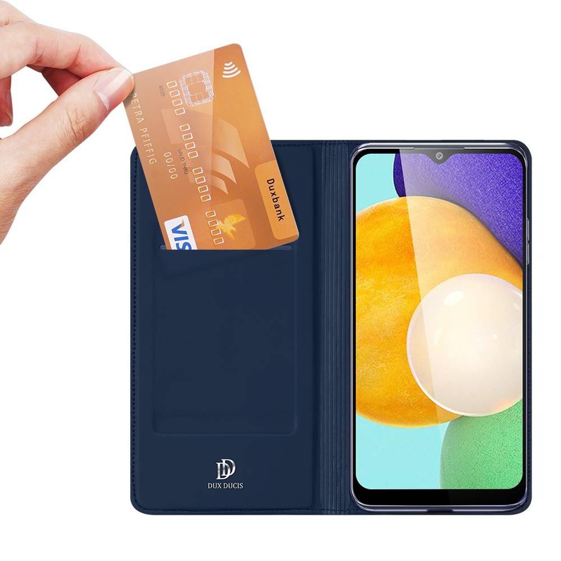 

Etui SAMSUNG GALAXY A03S z klapką Dux Ducis skórzane Skin Leather granatowe