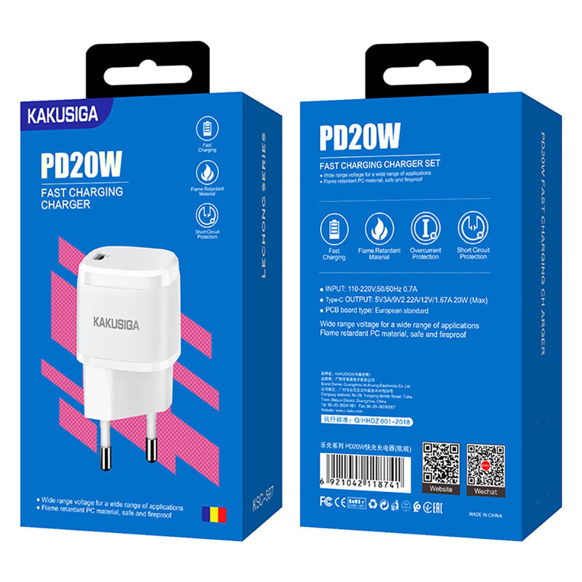 

Ładowarka Sieciowa USB-C PD 20W 3A KAKU KSC-597 Quick Charge 3.0 biała