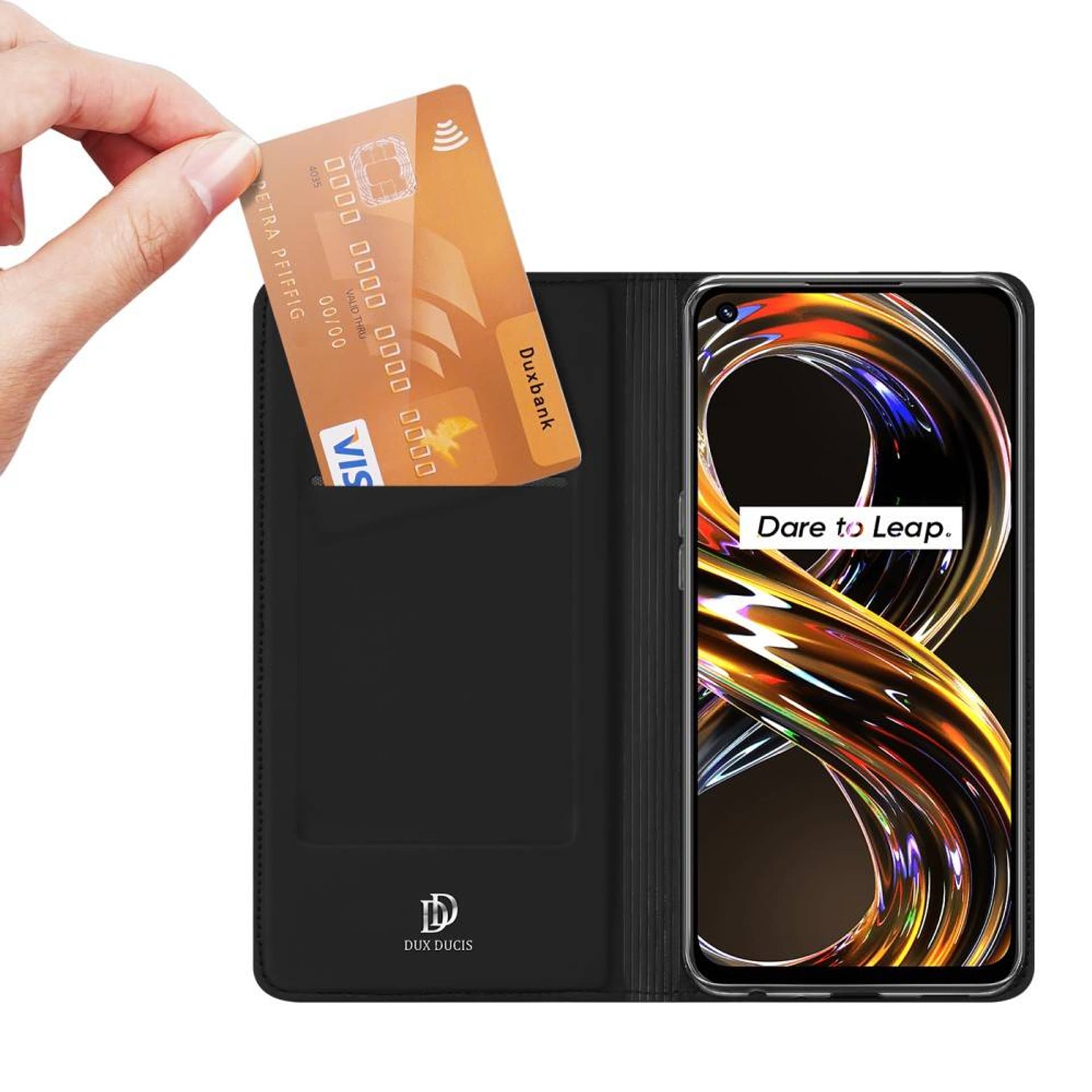 

Etui REALME 8I z klapką Dux Ducis skórzane Skin Leather czarne