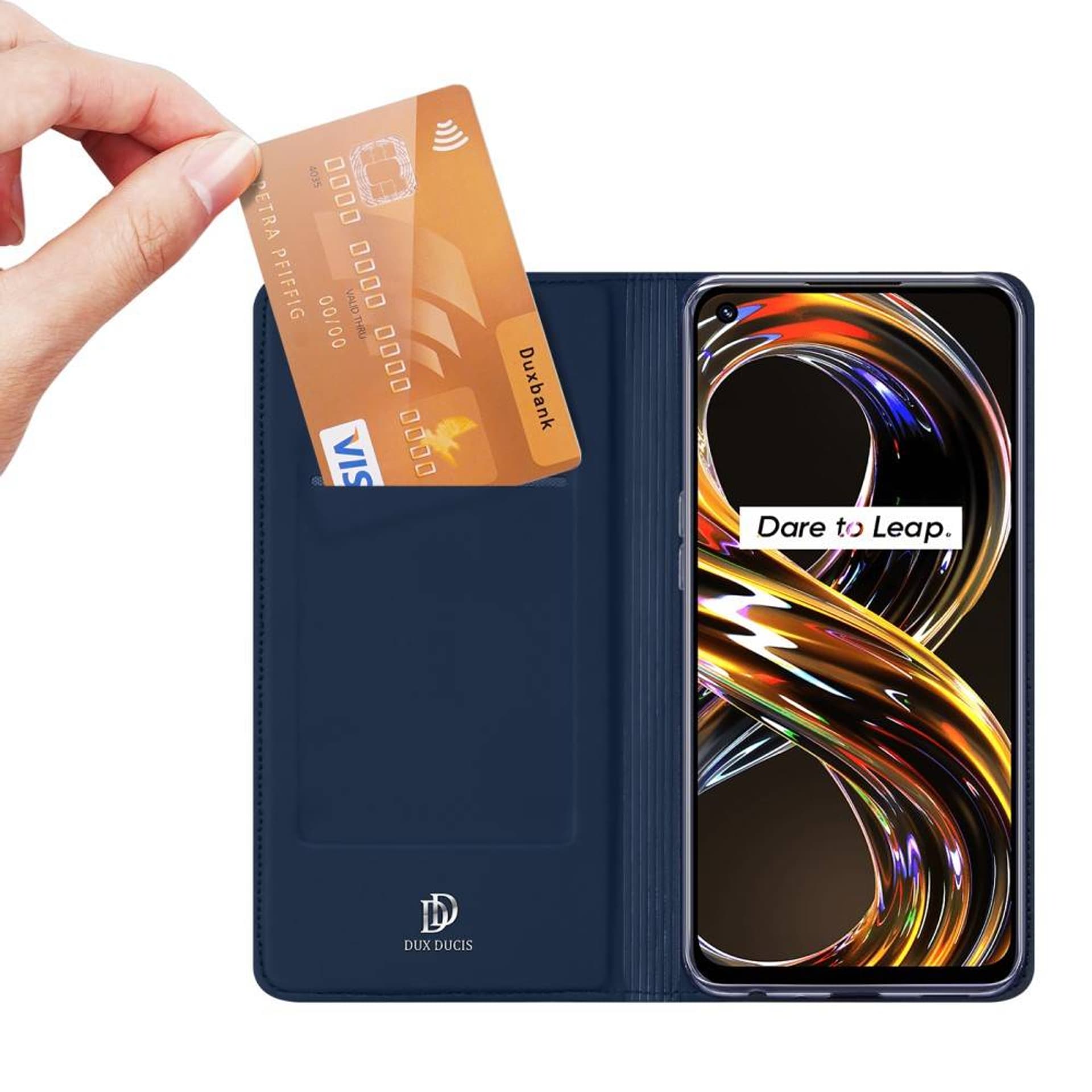 

Etui REALME 8I z klapką Dux Ducis skórzane Skin Leather granatowe