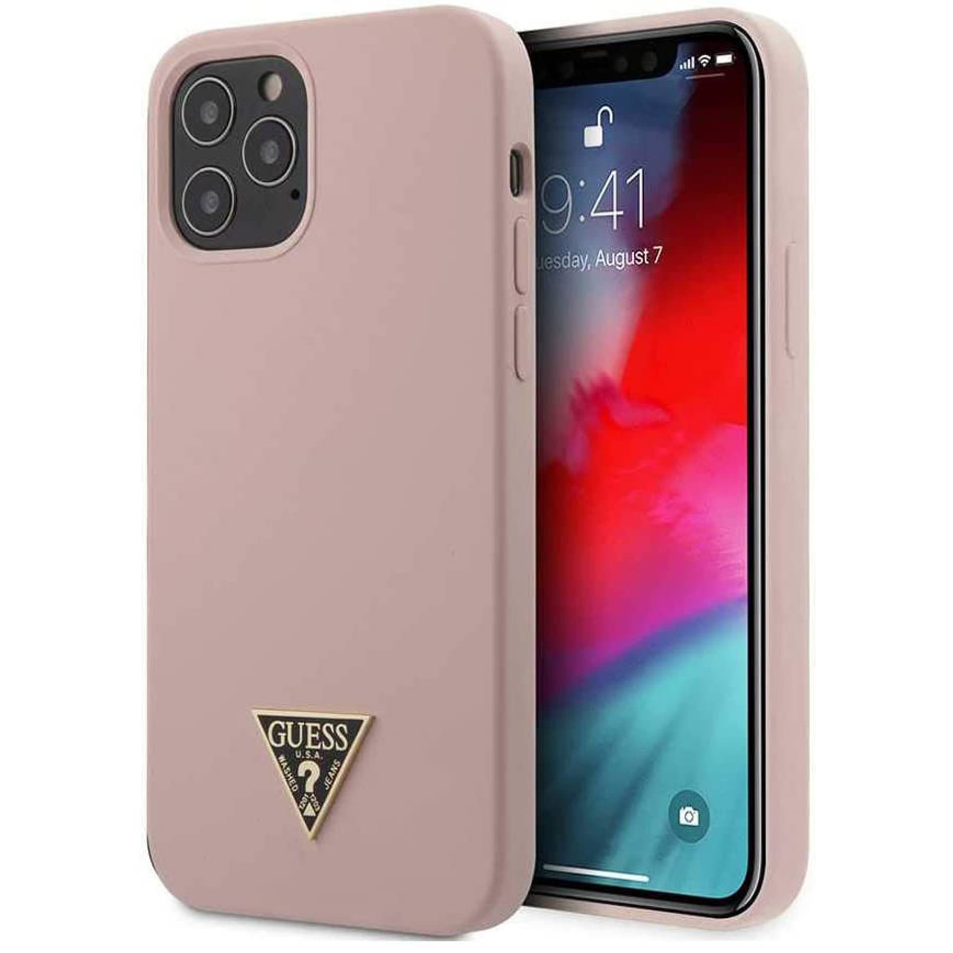 

Guess GUHCP12MLSTMLP iPhone 12/12 Pro 6,1" jasnoróżowy/light pink hardcase Silicone Triangle Logo