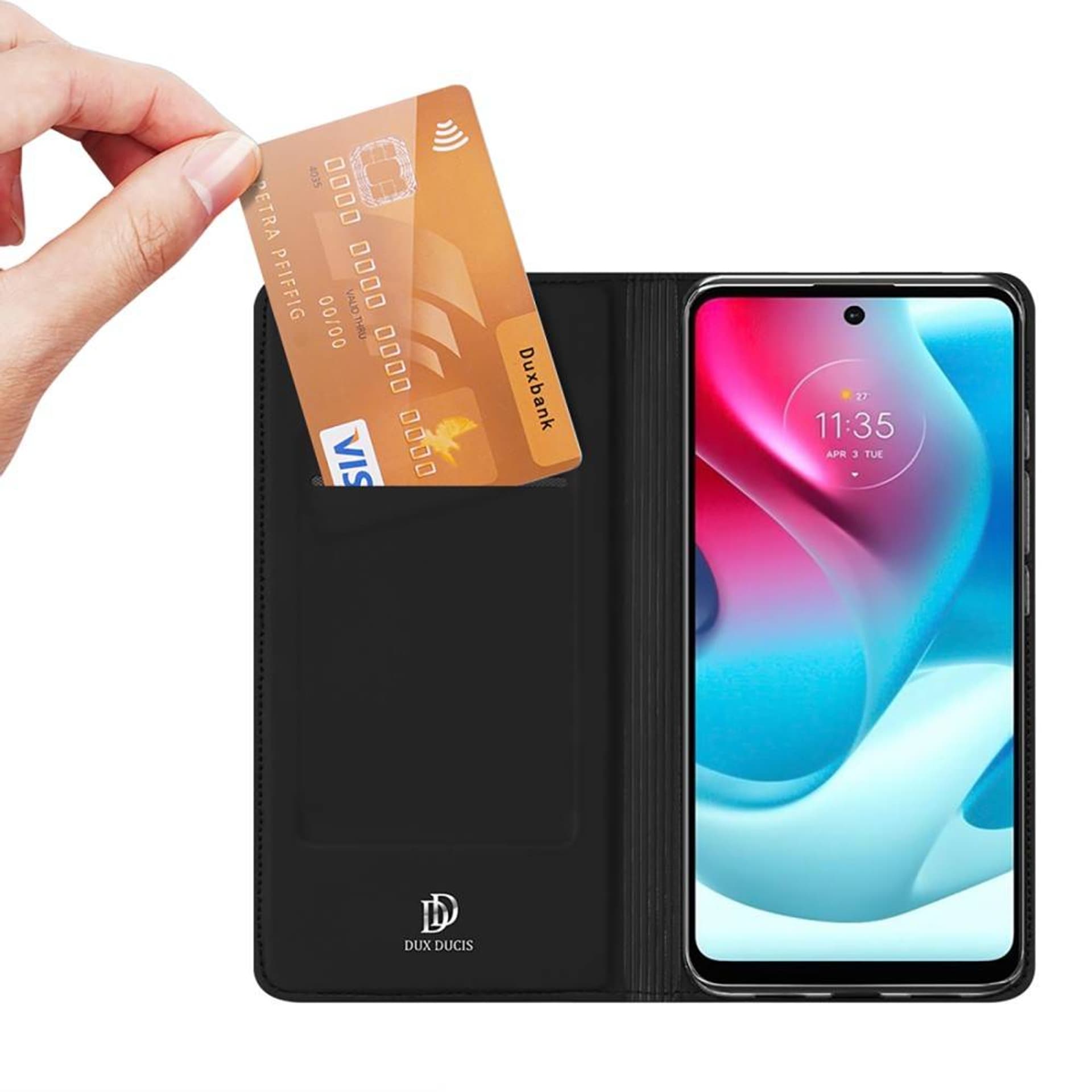 

Etui MOTOROLA MOTO G60S z klapką Dux Ducis skórzane Skin Leather czarne