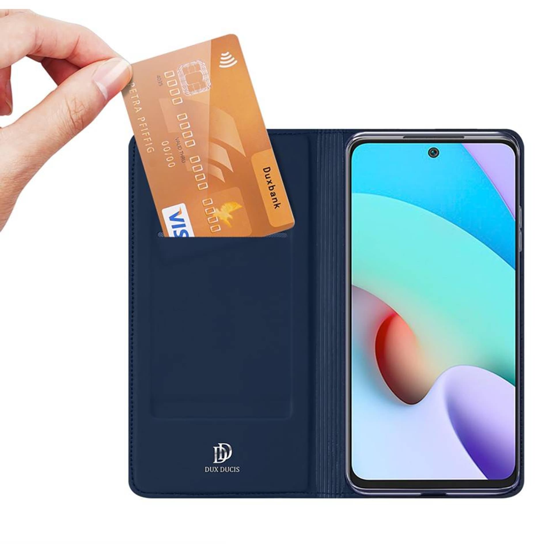 

Etui XIAOMI REDMI 10 z klapką Dux Ducis skórzane Skin Leather granatowe