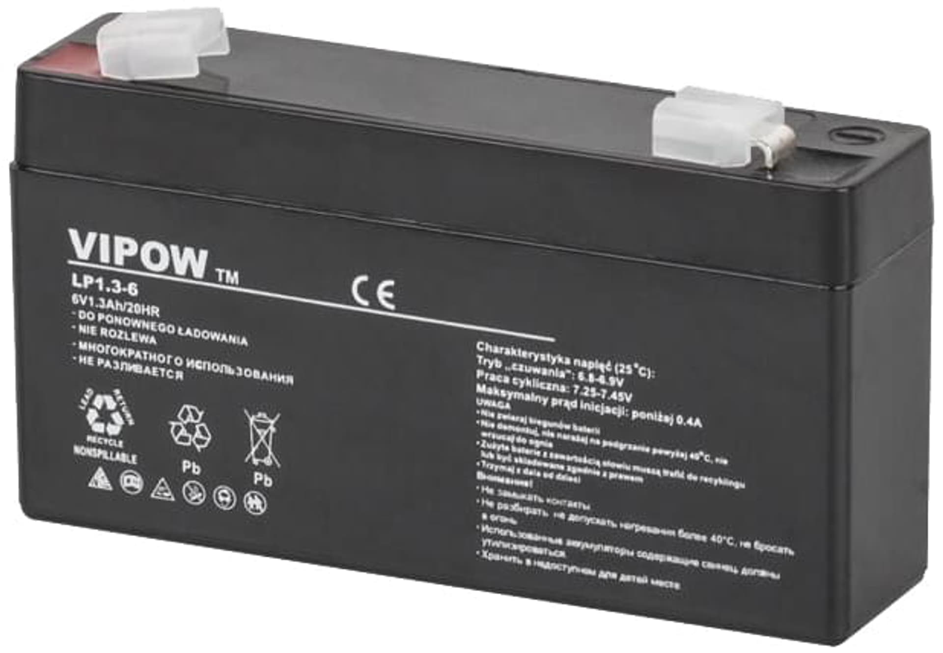 

Akumulator żelowy Vipow BAT0203 6V 1,3Ah