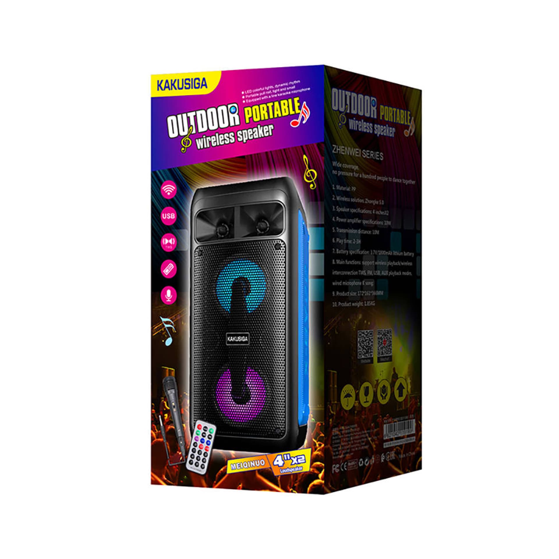 

Przenośny Głośnik Bluetooth + Mikrofon do Karaoke + Pilot Muzyka MP3 Kakusiga KSC-671 czarny