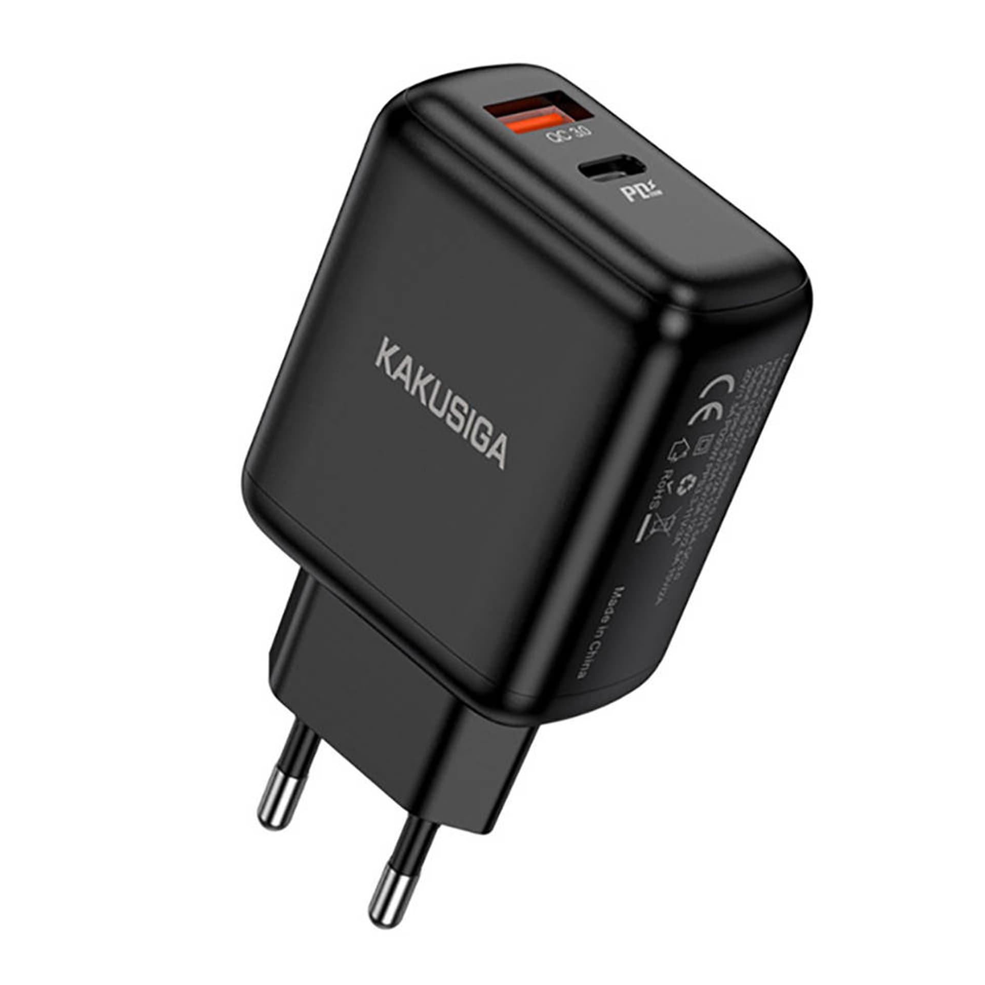 

Ładowarka Sieciowa (PD 30W USB typ C + QC3.0 USB) + Kabel 1m (USB-C - USB-C) Kakusiga Dual Port EU Charger KSC-670 czarna, Usb-c - usb-c) kakusiga dual port eu charger ksc-670 czarn