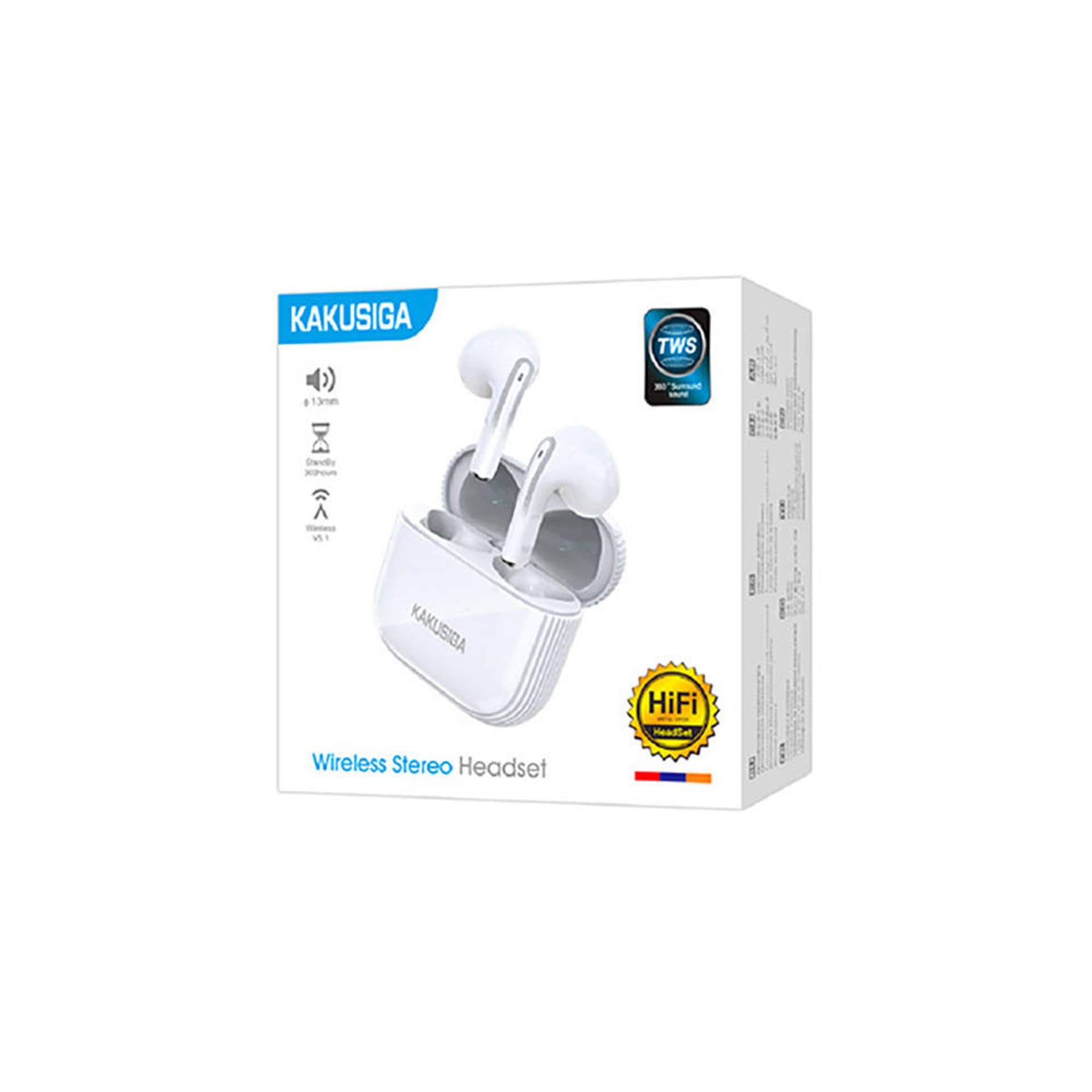 

Bezprzewodowe Słuchawki Dokanałowe TWS Bluetooth 5.1 Stereo Music Kakusiga KSC-708 białe