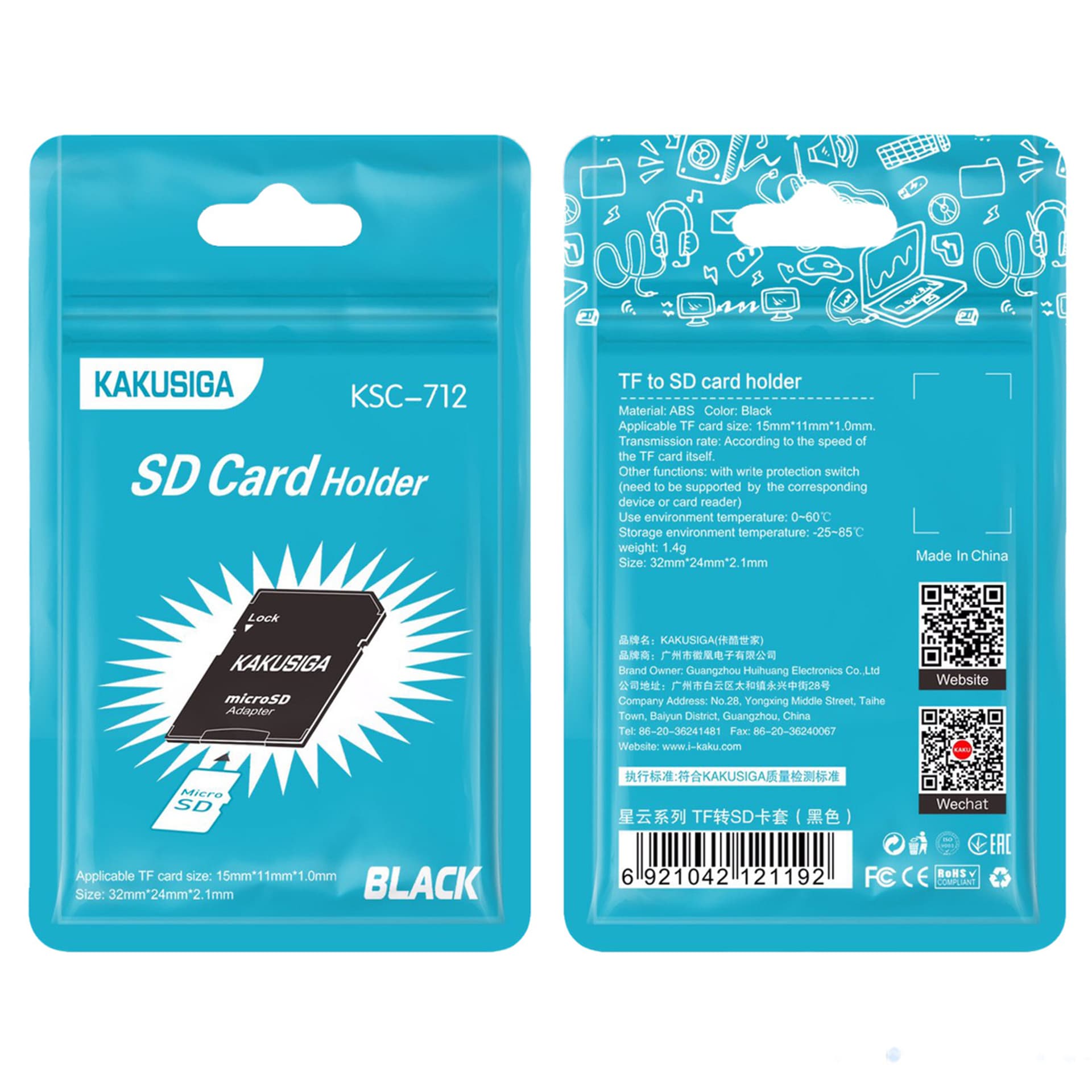

Adapter Karty Pamięci TF do SD Przejściówka Kakusiga KSC-712 czarny
