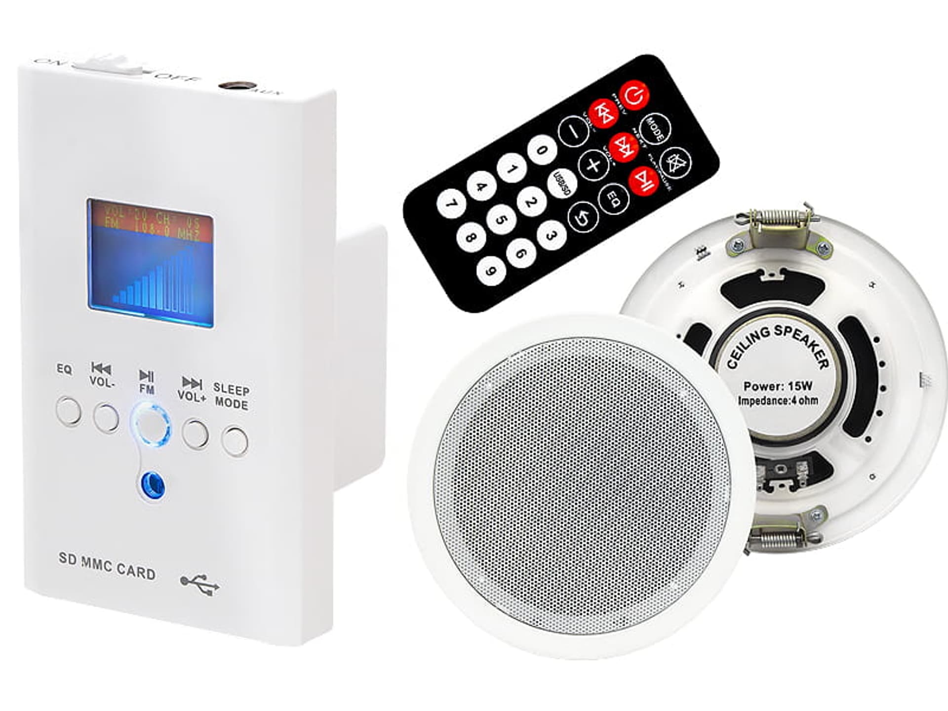 

Naścienny zestaw audio bluetooth USB SD radio FM NS-01