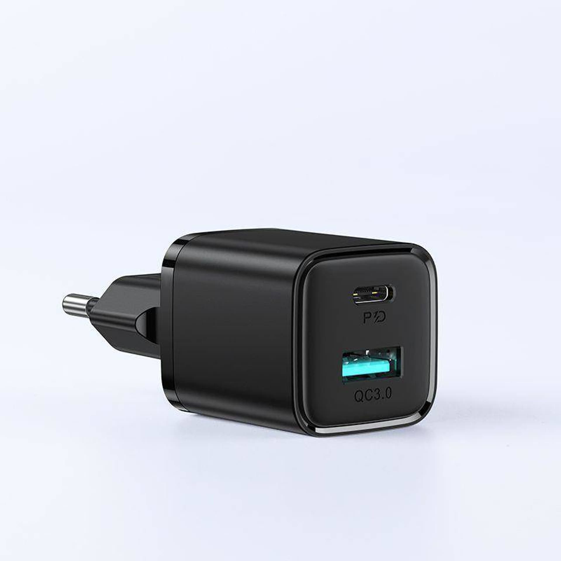 

Ładowarka Sieciowa USB typ C PD + USB QC3.0 20W 3A Joyroom 2-Port Network Charger (L-QP207) czarna, L-qp207) czarn